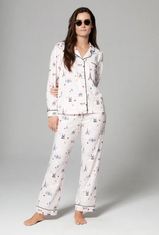 Paris Promenade Long Sleeve Classic Stretch Jersey PJ Set sold by BedHead
