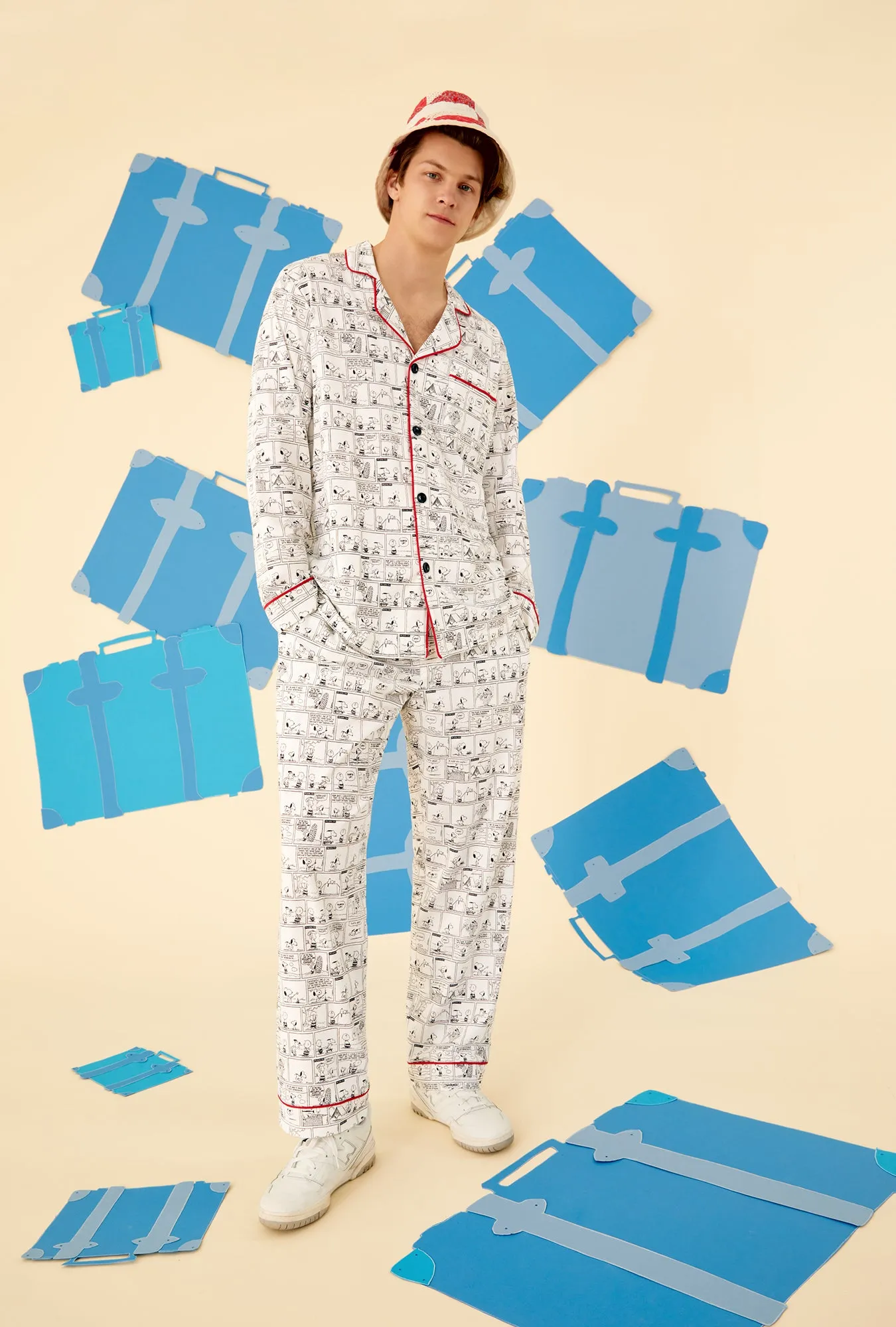 BedHead x Peanuts Comic Strip Men's Long Sleeve Classic Stretch Jersey PJ Set sold by BedHead product image thumbnail 2