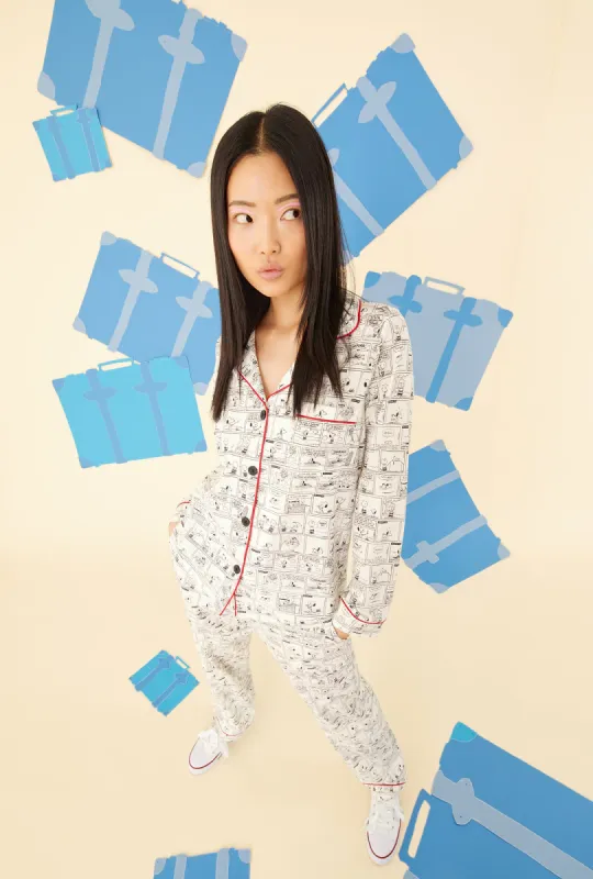 BedHead x Peanuts Comic Strip Long Sleeve Classic Stretch Jersey PJ Set sold by BedHead