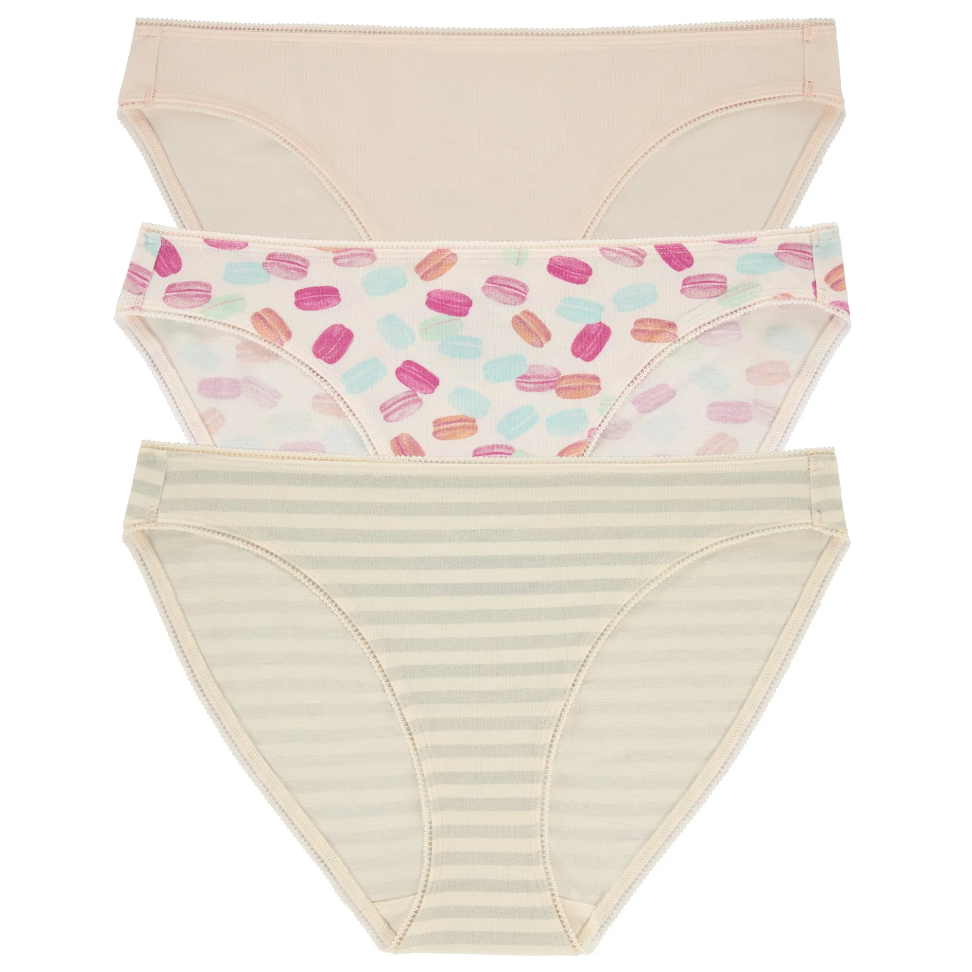 Stretch Jersey Bikini Underwear 3 Pack-Marshmallow Treat Yourself Mini Stripe sold by BedHead