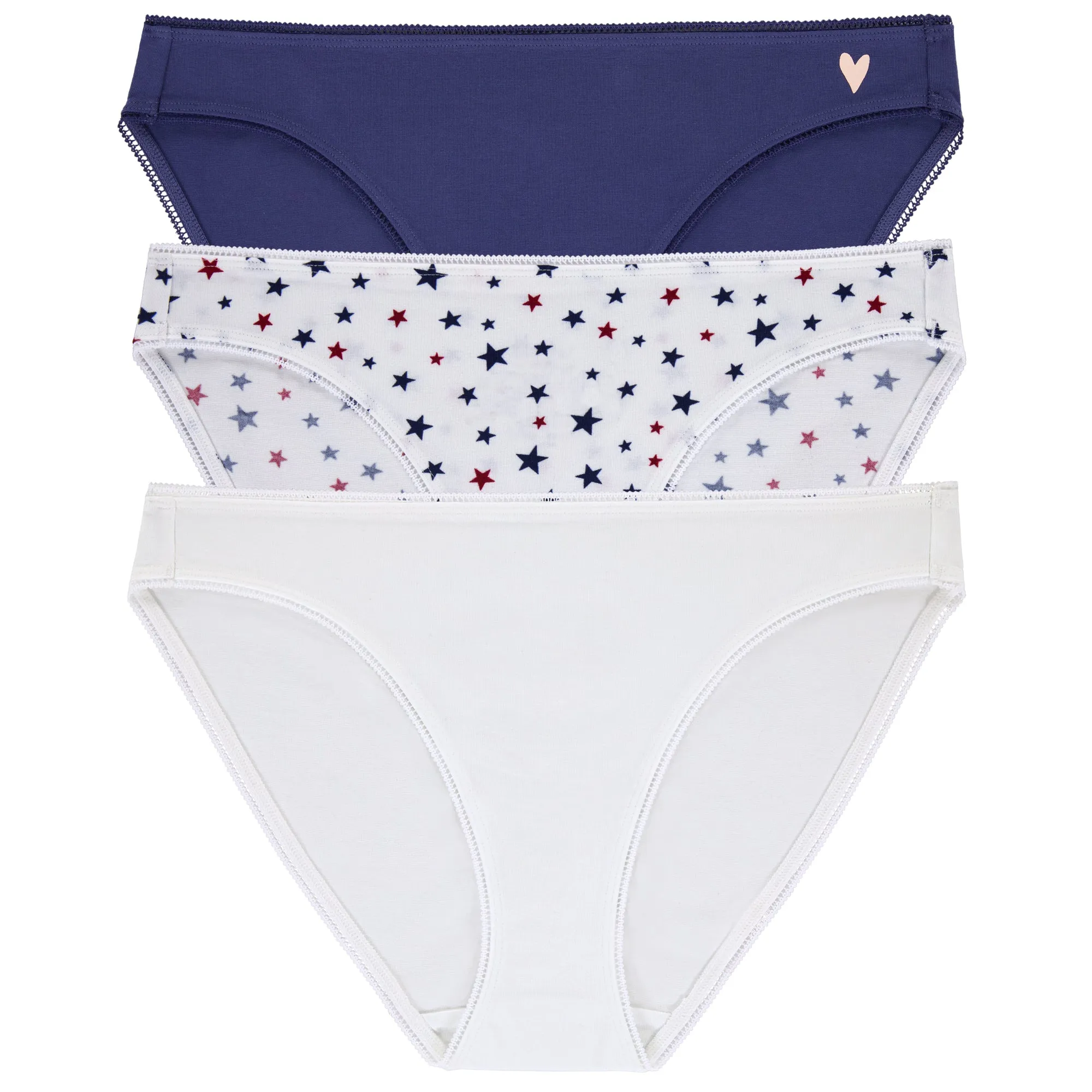 Stretch Jersey Bikini Underwear 3 Pack-Midnight Navy, Americana, White sold by BedHead