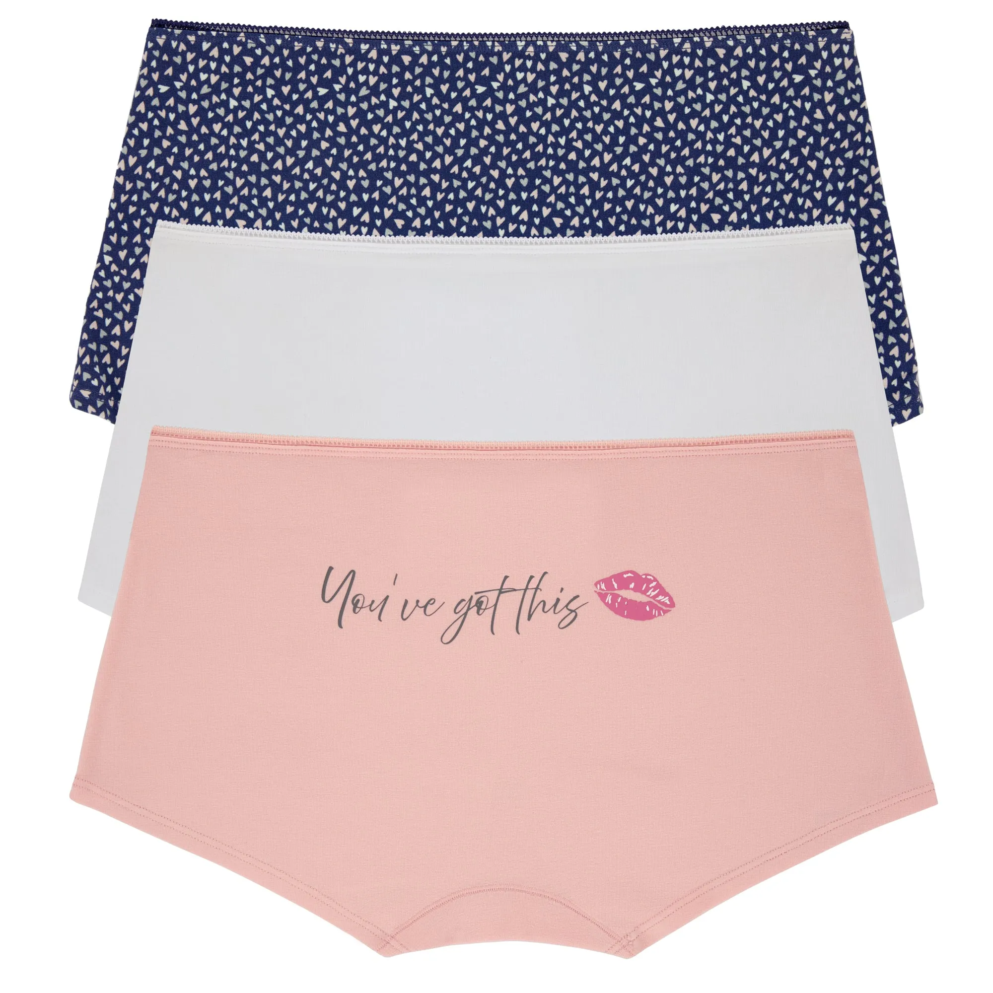 Stretch Jersey Boyshort Underwear 3 Pack-Love Is All You Need, White, Blush sold by BedHead product image thumbnail 2