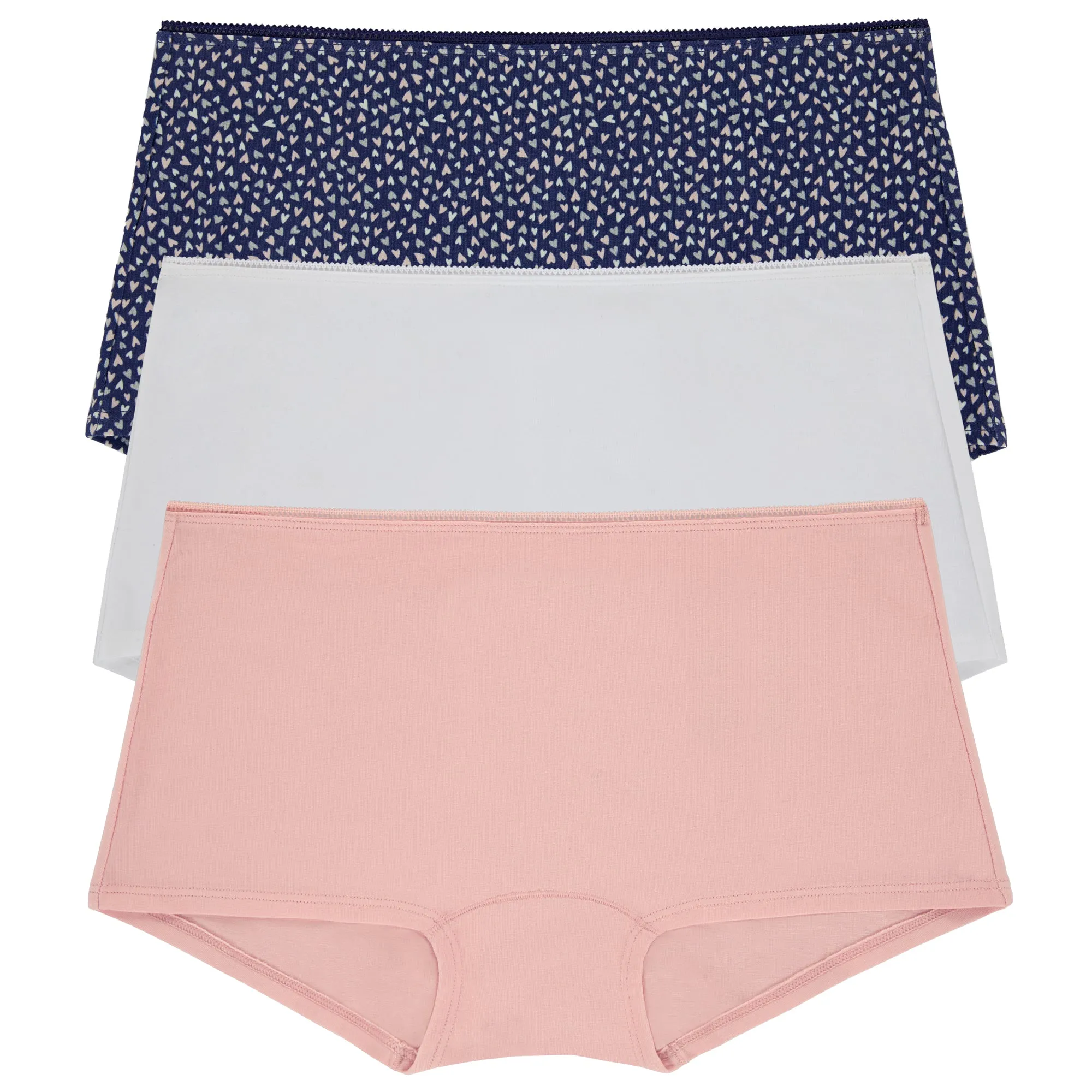 Stretch Jersey Boyshort Underwear 3 Pack-Love Is All You Need, White, Blush sold by BedHead