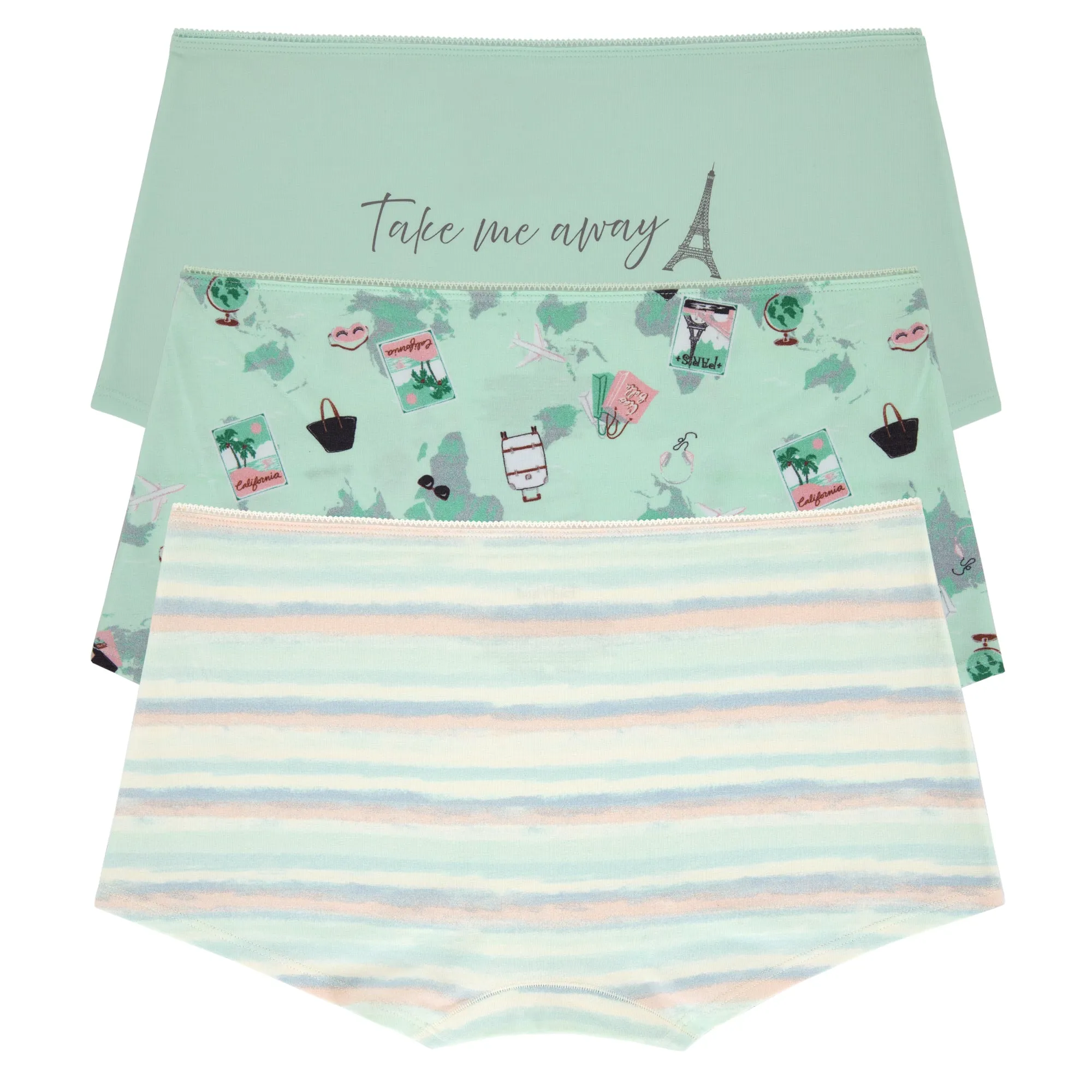 Stretch Jersey Boyshort Underwear 3 Pack-Soothing Sea Pack Your Bags Rainbow Stripe sold by BedHead product image thumbnail 2