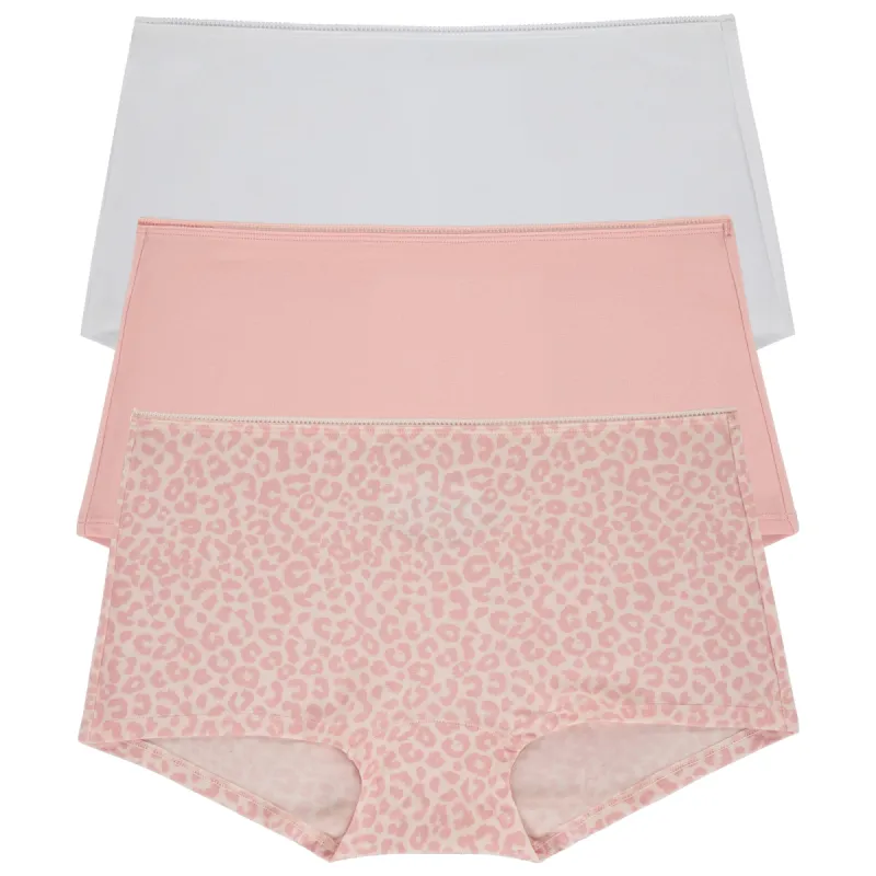 Stretch Jersey Boyshort Underwear 3 Pack-White Blush Animal Instinct sold by BedHead