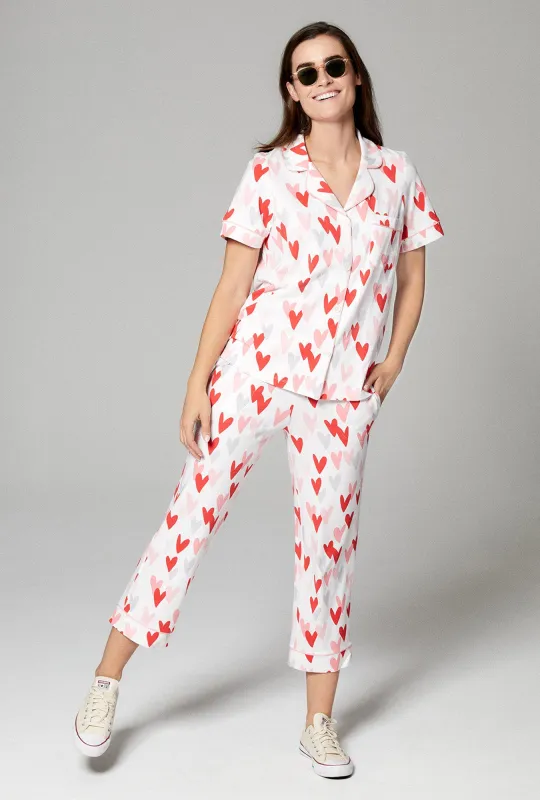 Love Is All You Need Short Sleeve Classic Cropped Stretch Jersey PJ Set sold by BedHead
