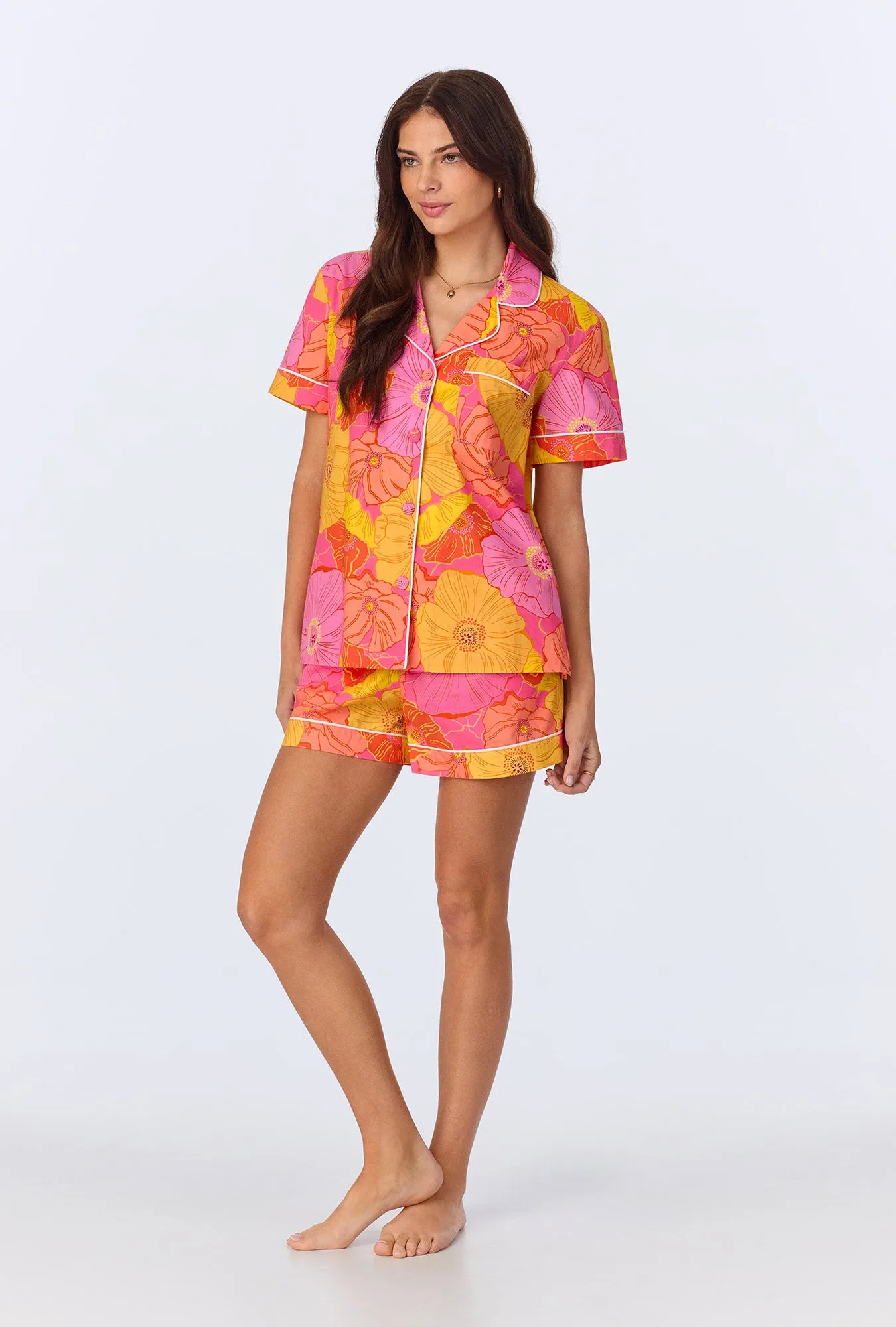 Sunkissed Poppies Short Sleeve Classic Shorty Woven Cotton Poplin PJ Set sold by BedHead product image thumbnail 2
