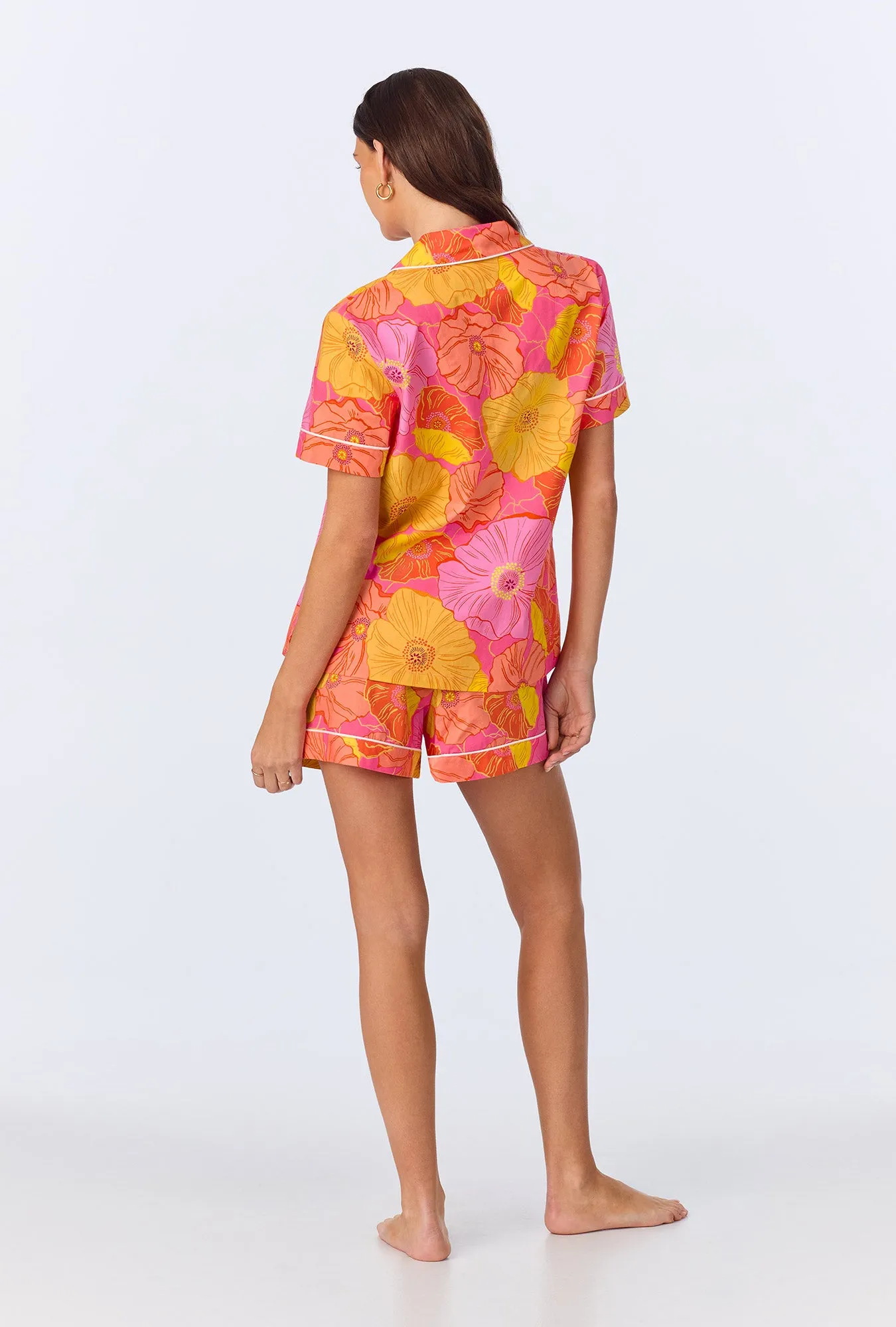 Sunkissed Poppies Short Sleeve Classic Shorty Woven Cotton Poplin PJ Set sold by BedHead product image thumbnail 3