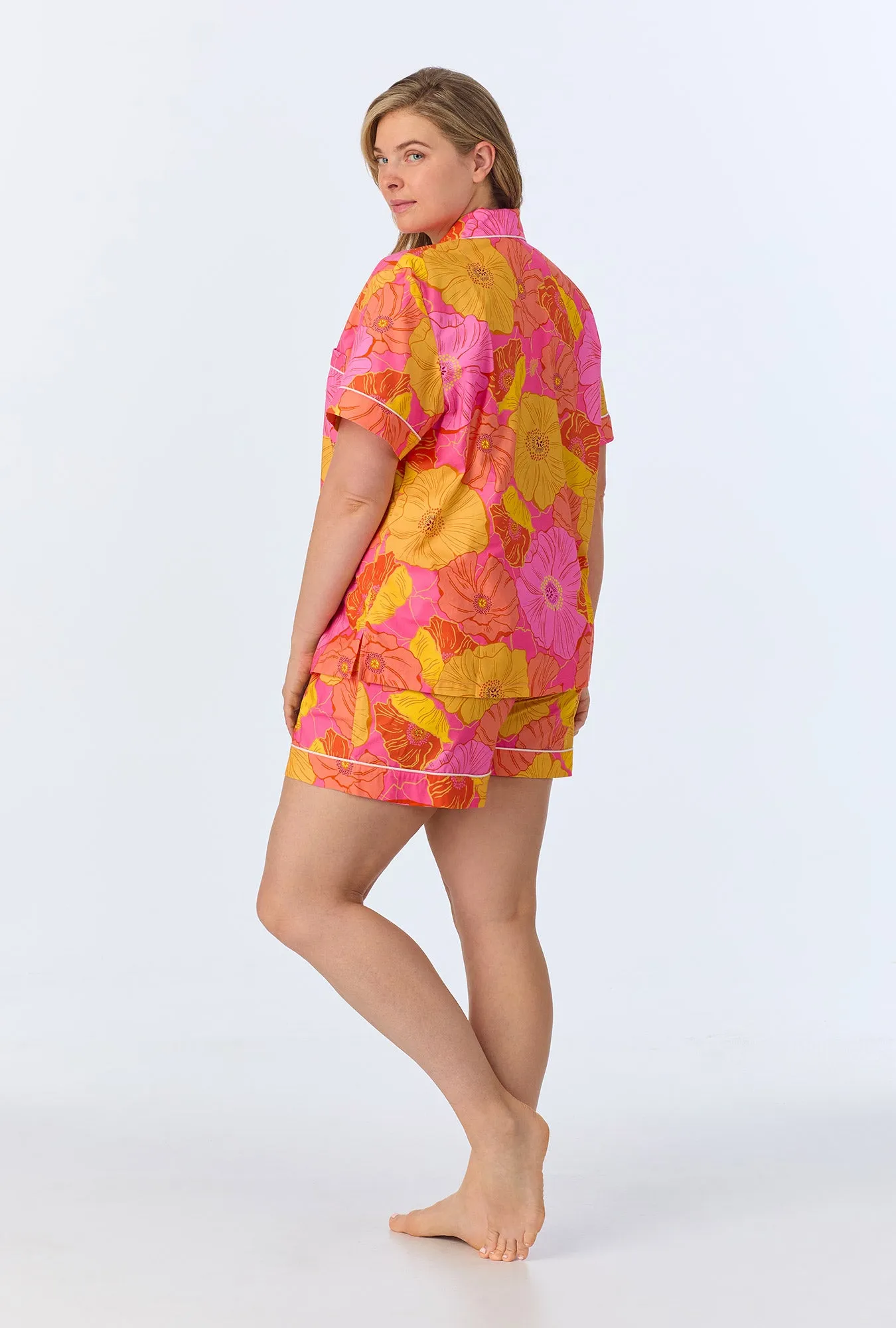 Sunkissed Poppies Short Sleeve Classic Shorty Woven Cotton Poplin PJ Set sold by BedHead product image thumbnail 5