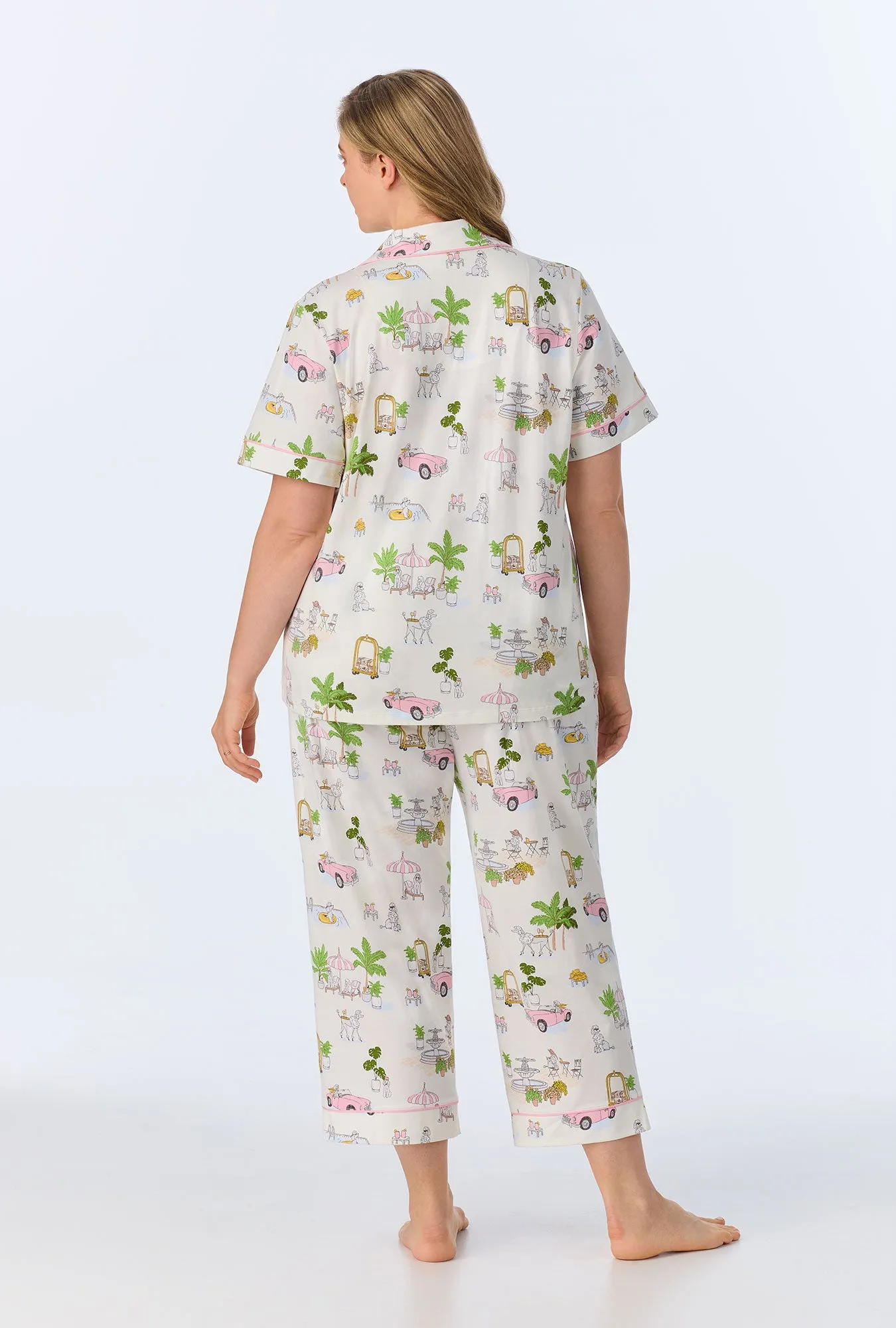 Poolside Poodles Short Sleeve Classic Stretch Jersey Cropped PJ Set sold by BedHead product image thumbnail 5