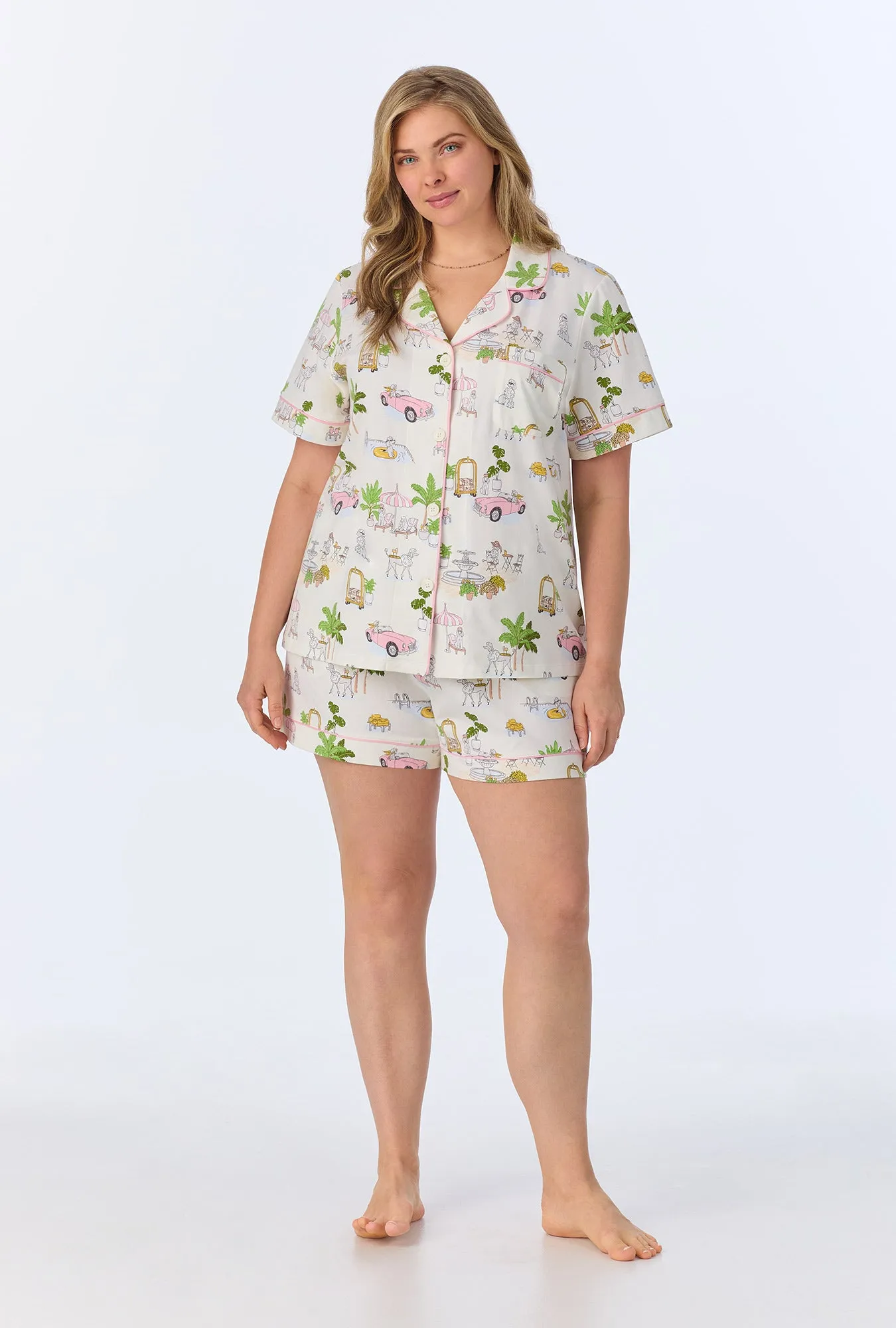 Poolside Poodles Short Sleeve Classic Shorty Stretch Jersey PJ Set sold by BedHead product image thumbnail 5