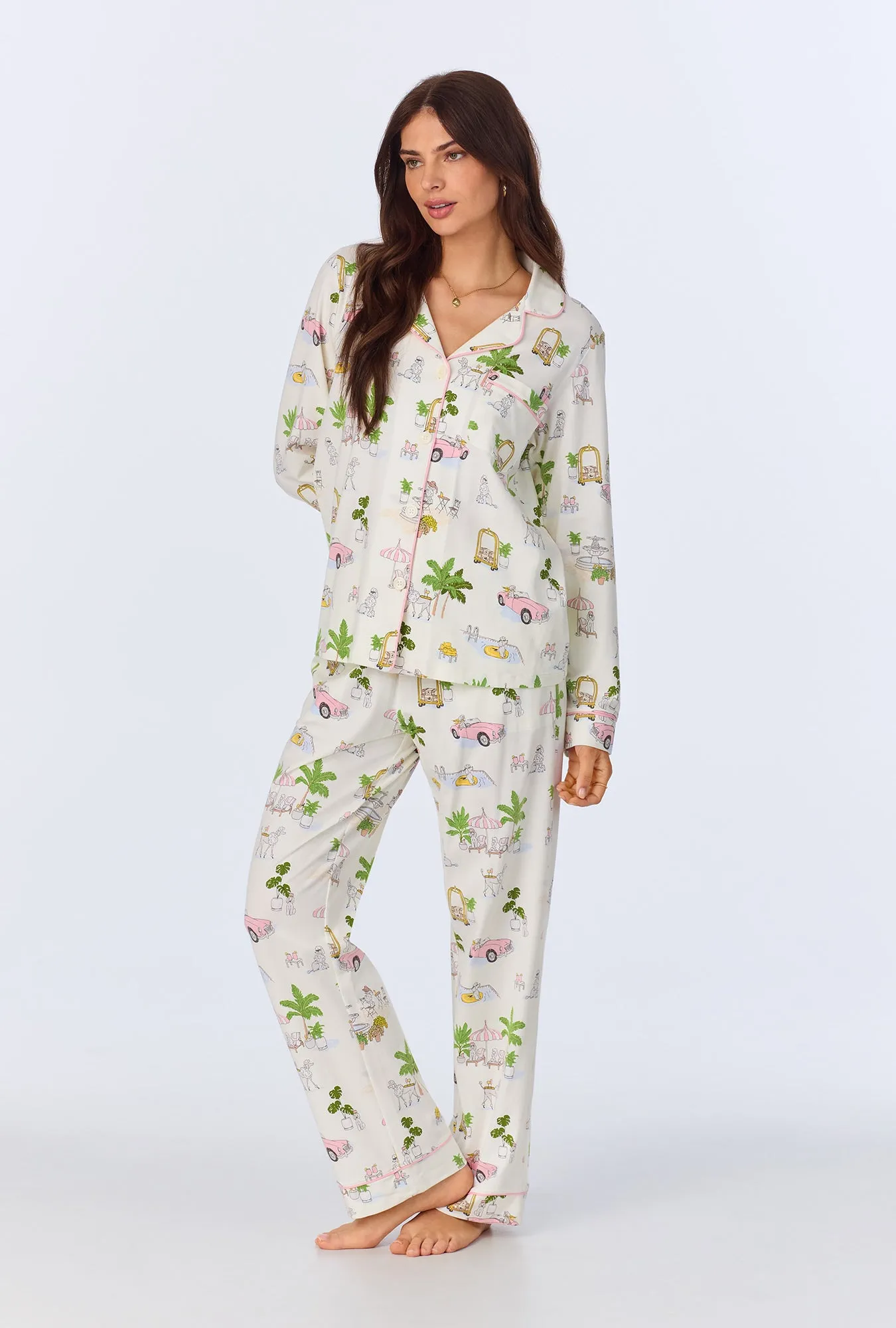 Poolside Poodles Long Sleeve Classic Stretch Jersey PJ set sold by BedHead product image thumbnail 2