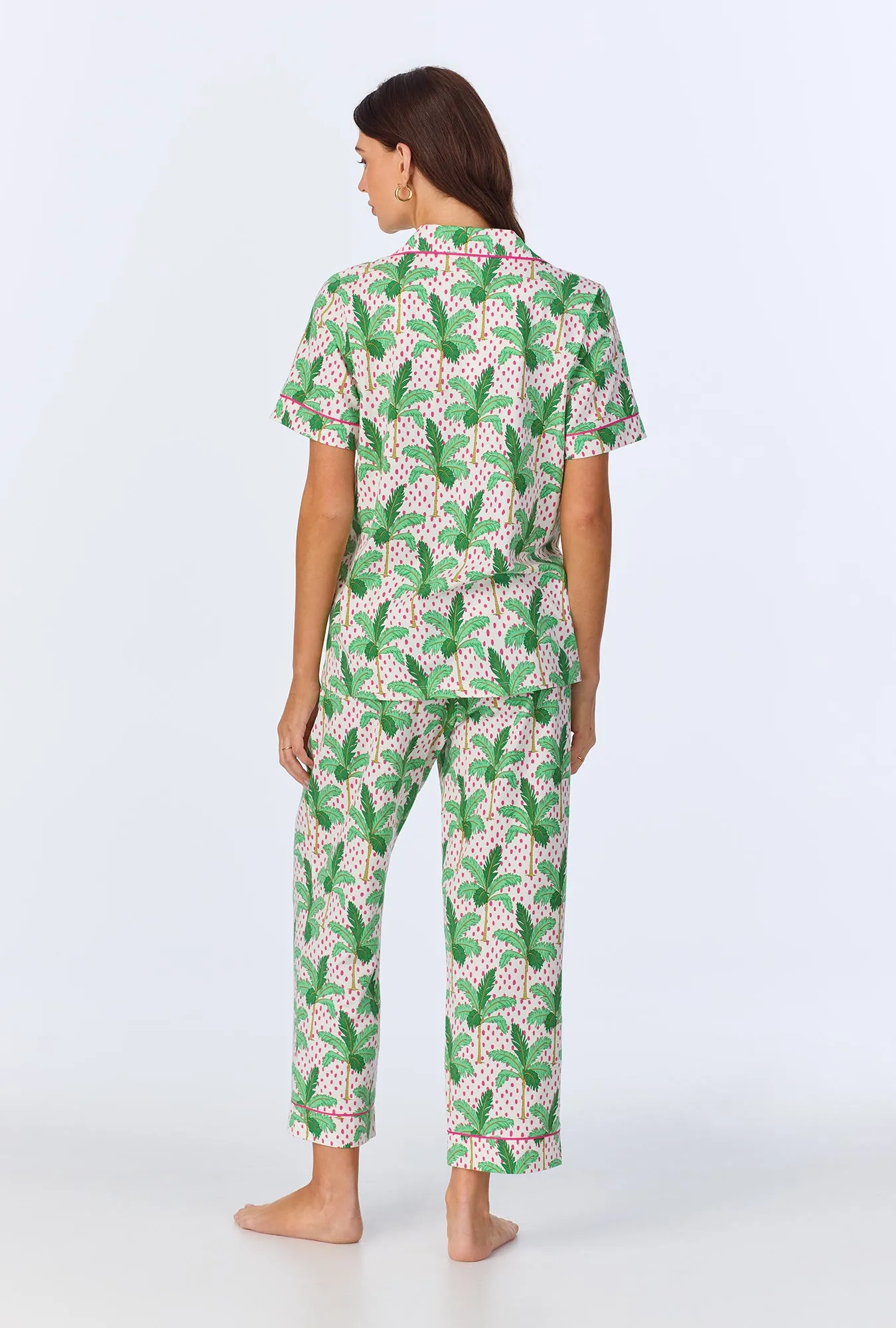 Palm Point Short Sleeve Classic Stretch Jersey Cropped PJ Set sold by BedHead product image thumbnail 3