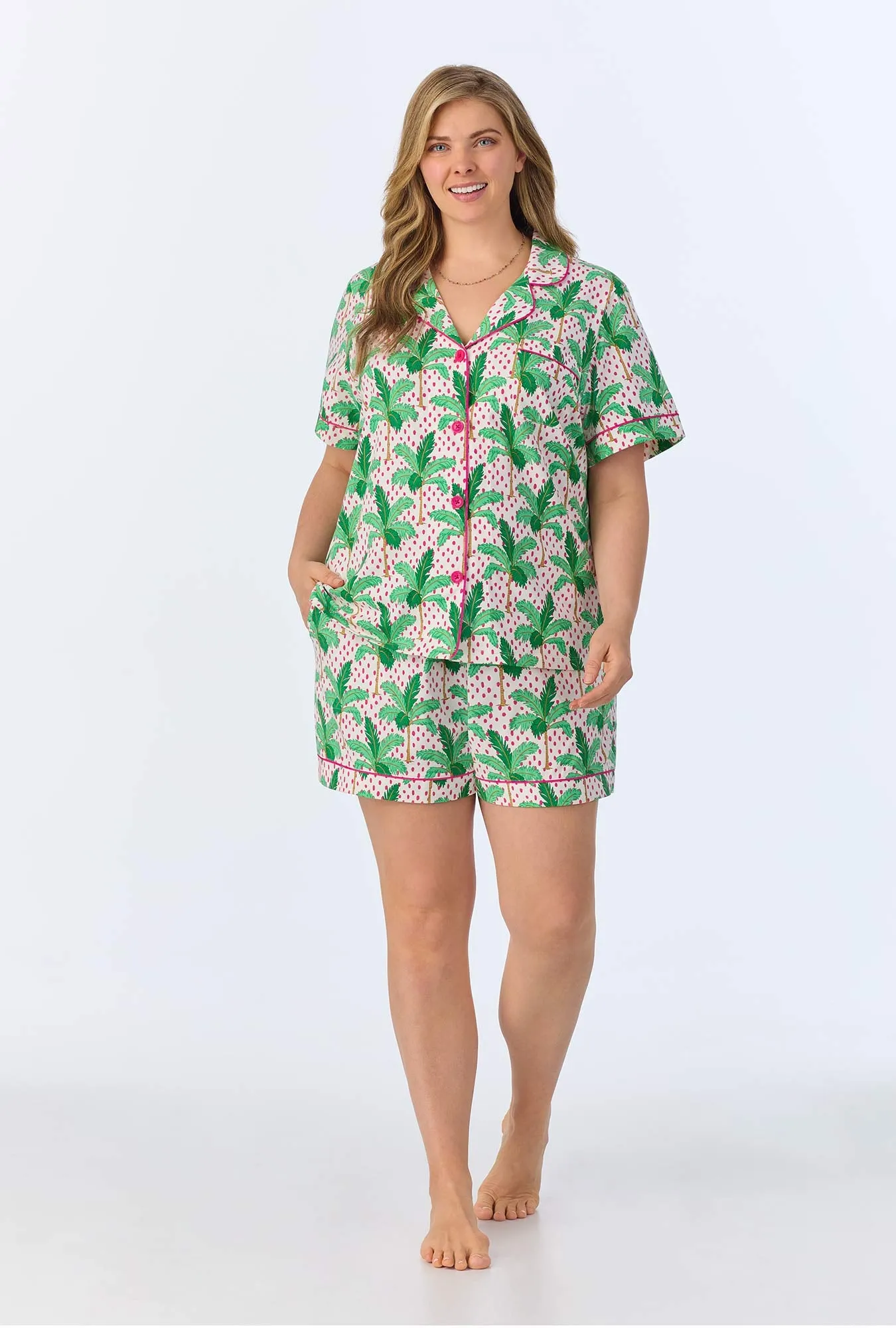 Palm Point Short Sleeve Classic Shorty Stretch Jersey PJ Set sold by BedHead product image thumbnail 4