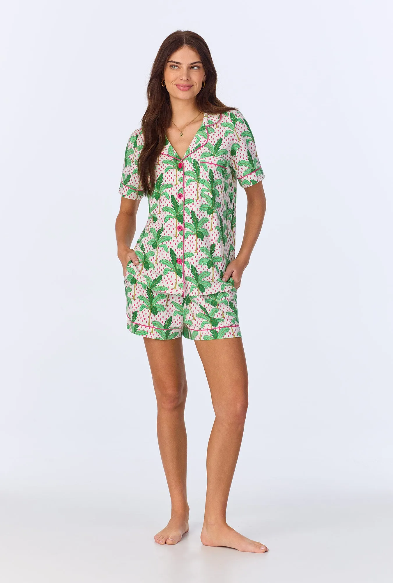 Palm Point Short Sleeve Classic Shorty Stretch Jersey PJ Set sold by BedHead