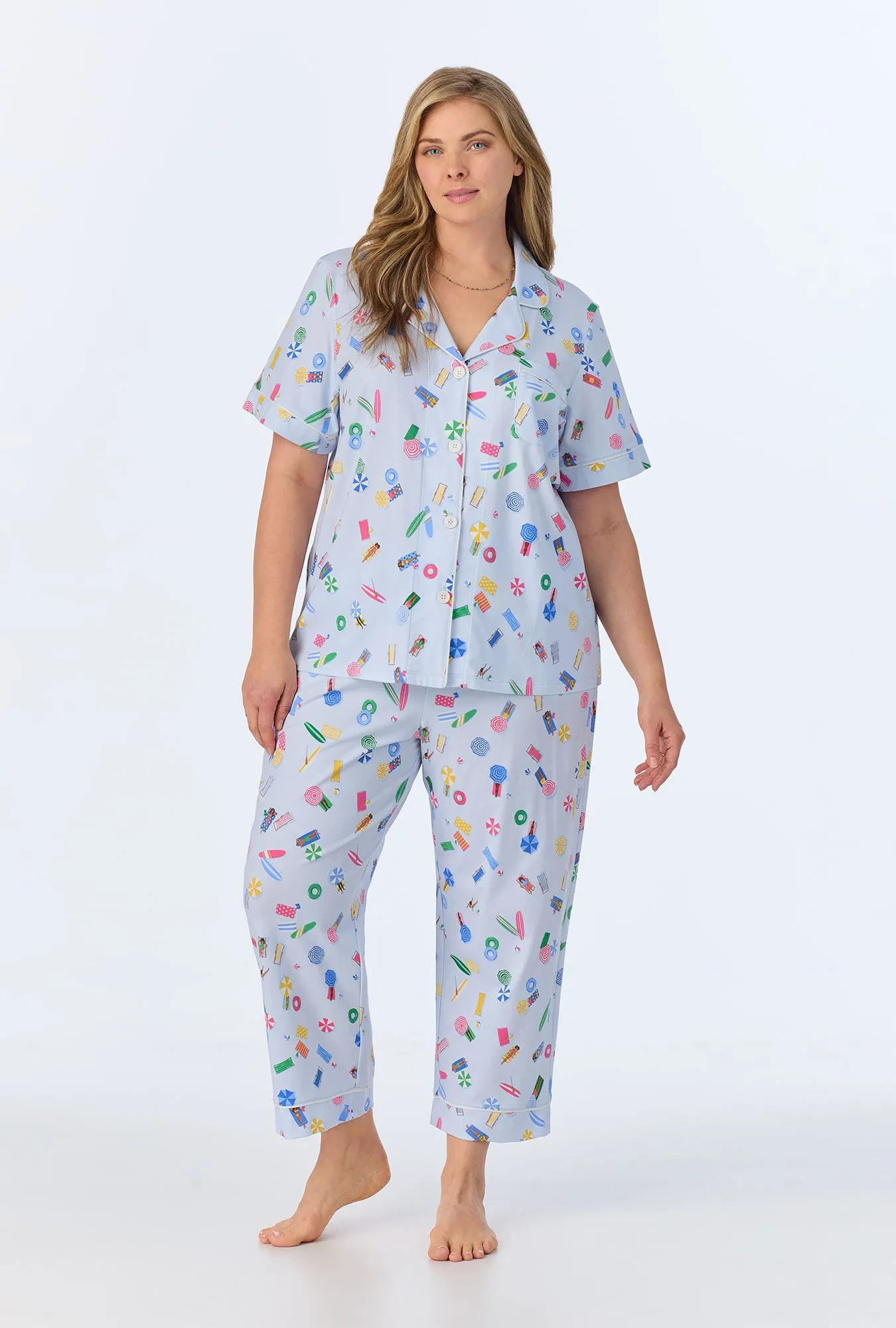 Lifes A Beach Short Sleeve Classic Stretch Jersey Cropped PJ Set sold by BedHead product image thumbnail 5