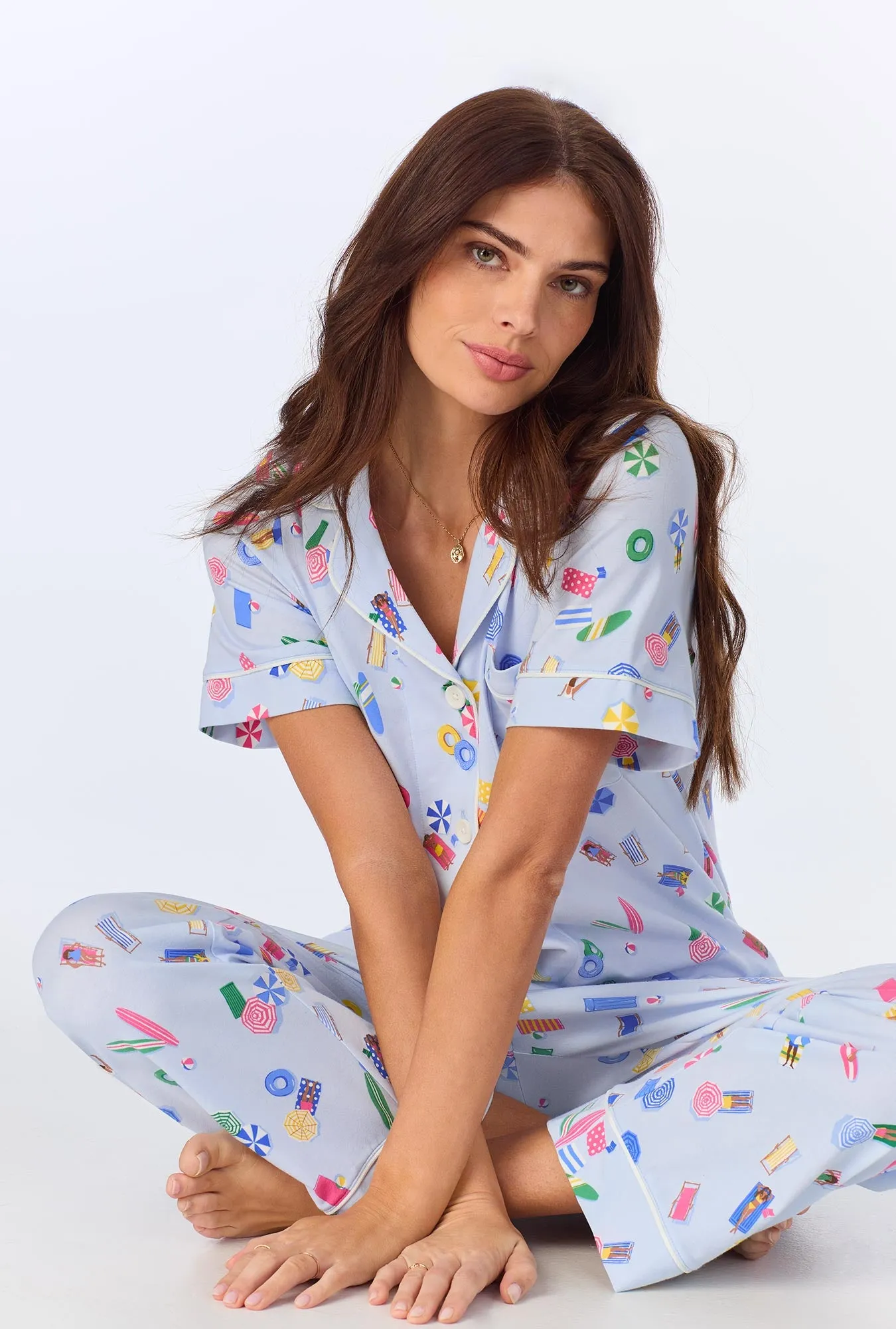 Lifes A Beach Short Sleeve Classic Stretch Jersey Cropped PJ Set sold by BedHead