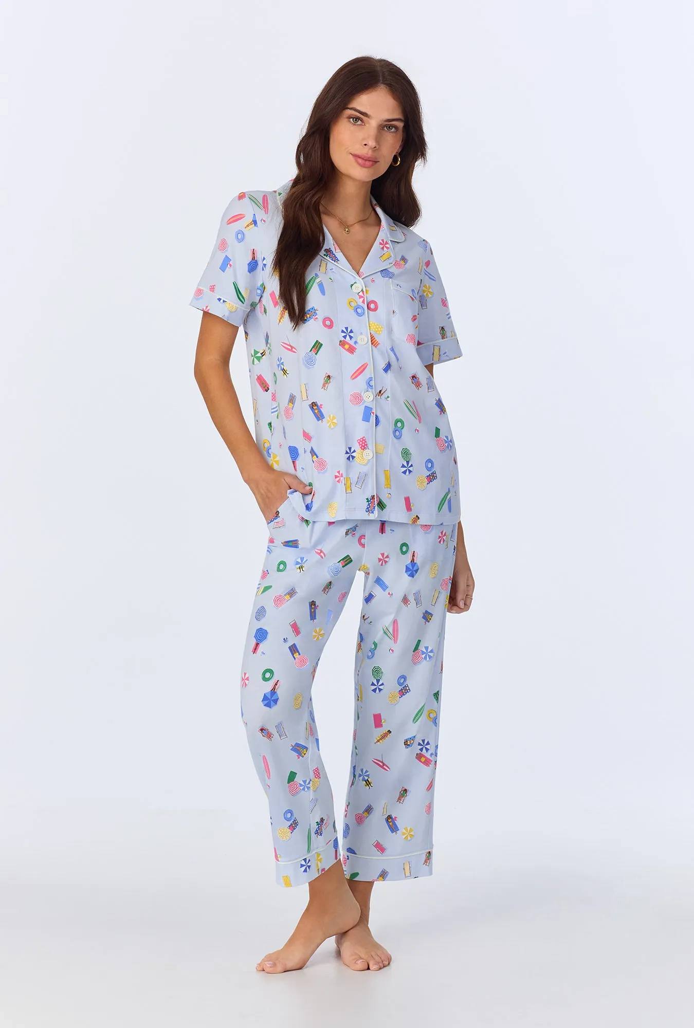 Lifes A Beach Short Sleeve Classic Stretch Jersey Cropped PJ Set sold by BedHead product image thumbnail 2