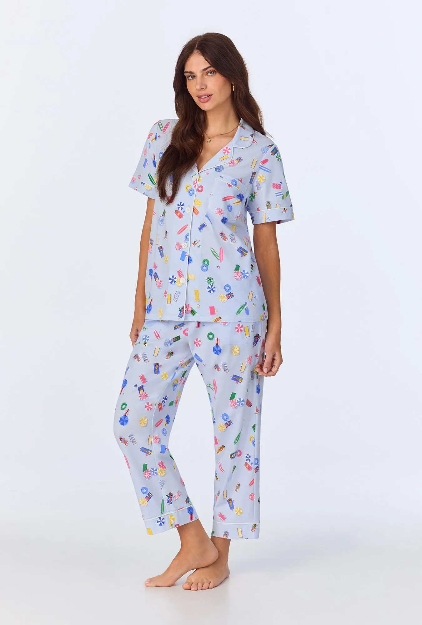 Lifes A Beach Short Sleeve Classic Stretch Jersey Cropped PJ Set sold by BedHead product image thumbnail 3