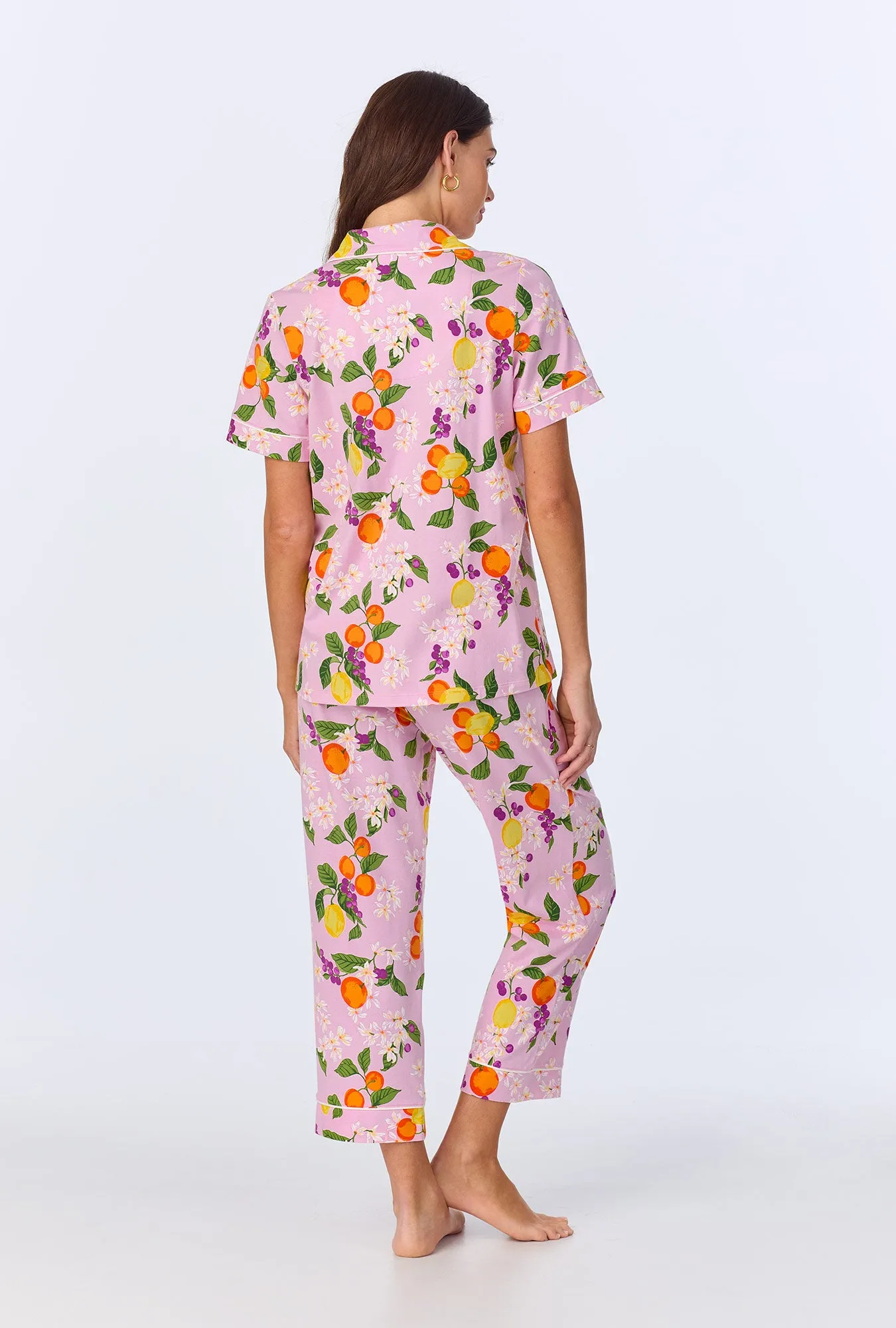 Citrus Blossom Short Sleeve Classic Stretch Jersey Cropped PJ Set sold by BedHead product image thumbnail 4