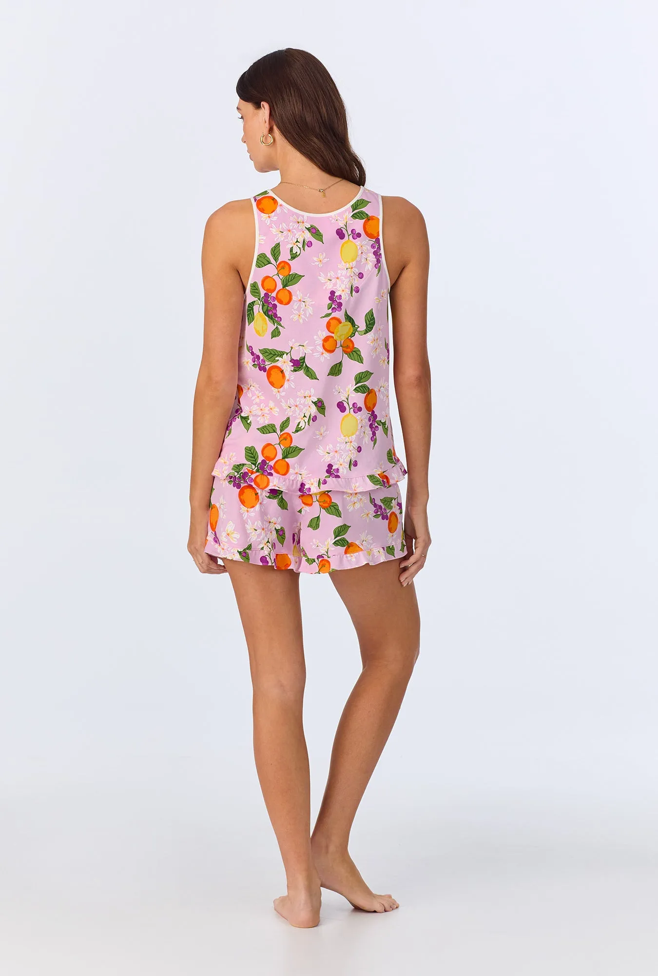 Citrus Blossom Ruffle Tank Shorty Stretch Jersey PJ Set sold by BedHead product image thumbnail 3