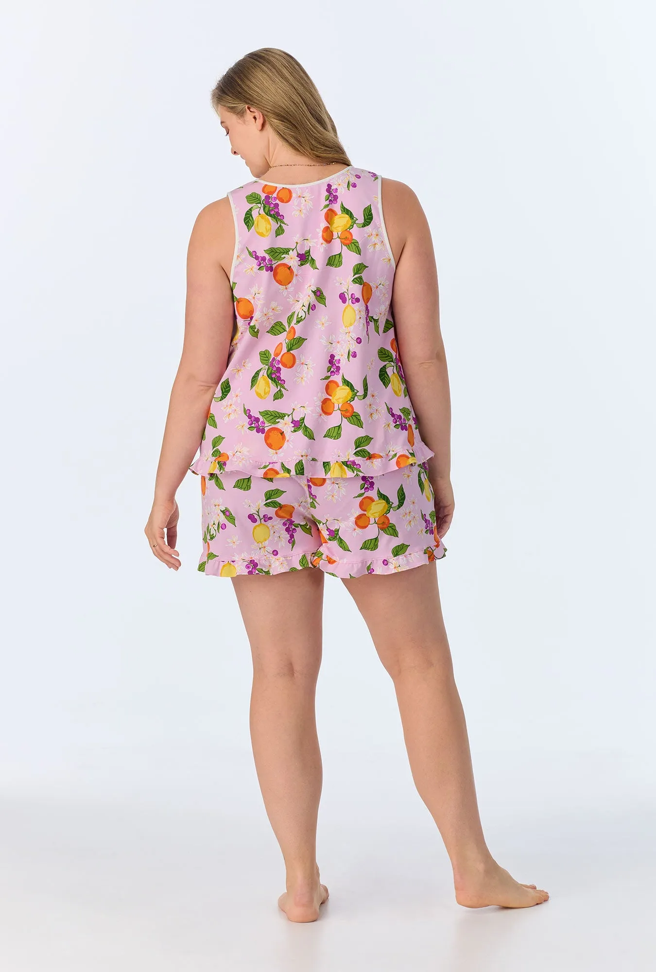 Citrus Blossom Ruffle Tank Shorty Stretch Jersey PJ Set sold by BedHead product image thumbnail 5