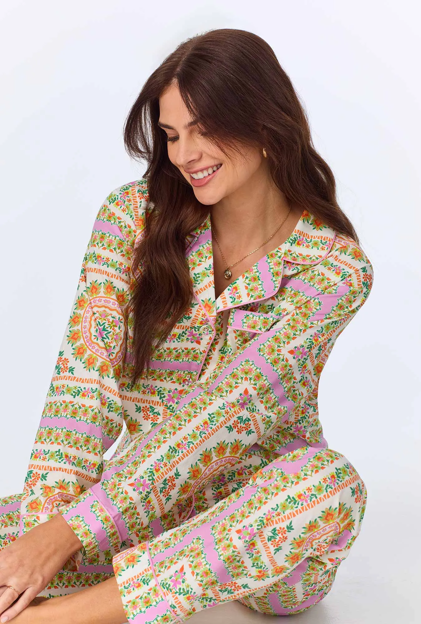 California Dreaming Long Sleeve Classic Woven Cotton Poplin PJ Set sold by BedHead
