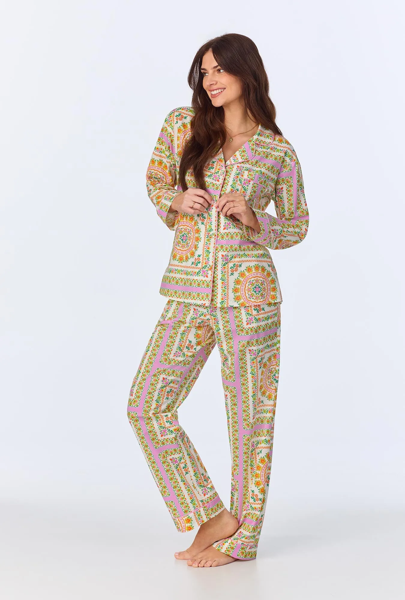 California Dreaming Long Sleeve Classic Woven Cotton Poplin PJ Set sold by BedHead product image thumbnail 3