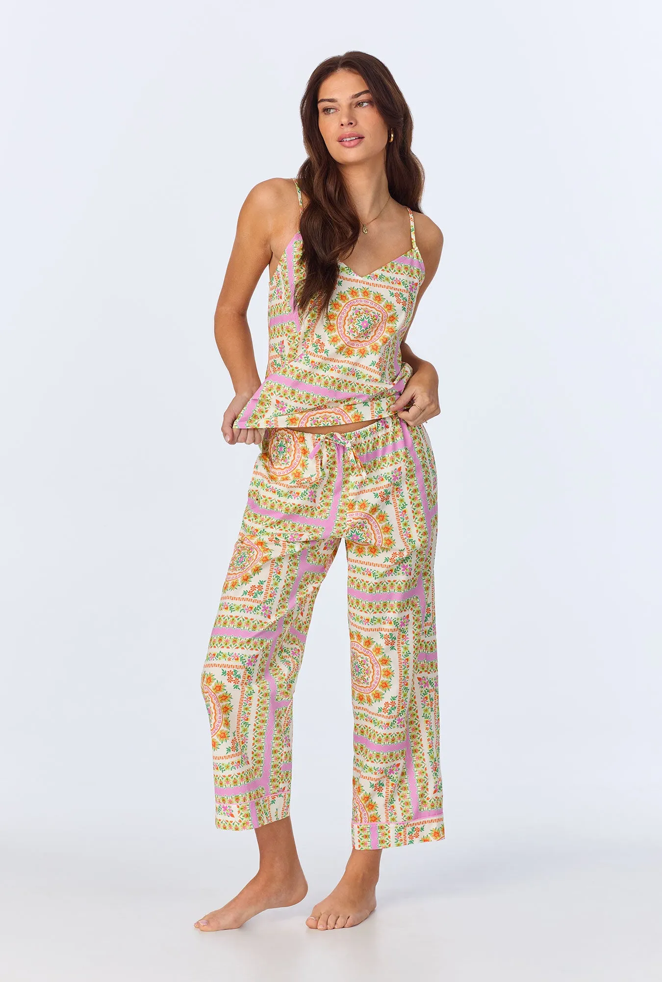 California Dreaming Cami Woven Cotton Poplin Cropped PJ set sold by BedHead