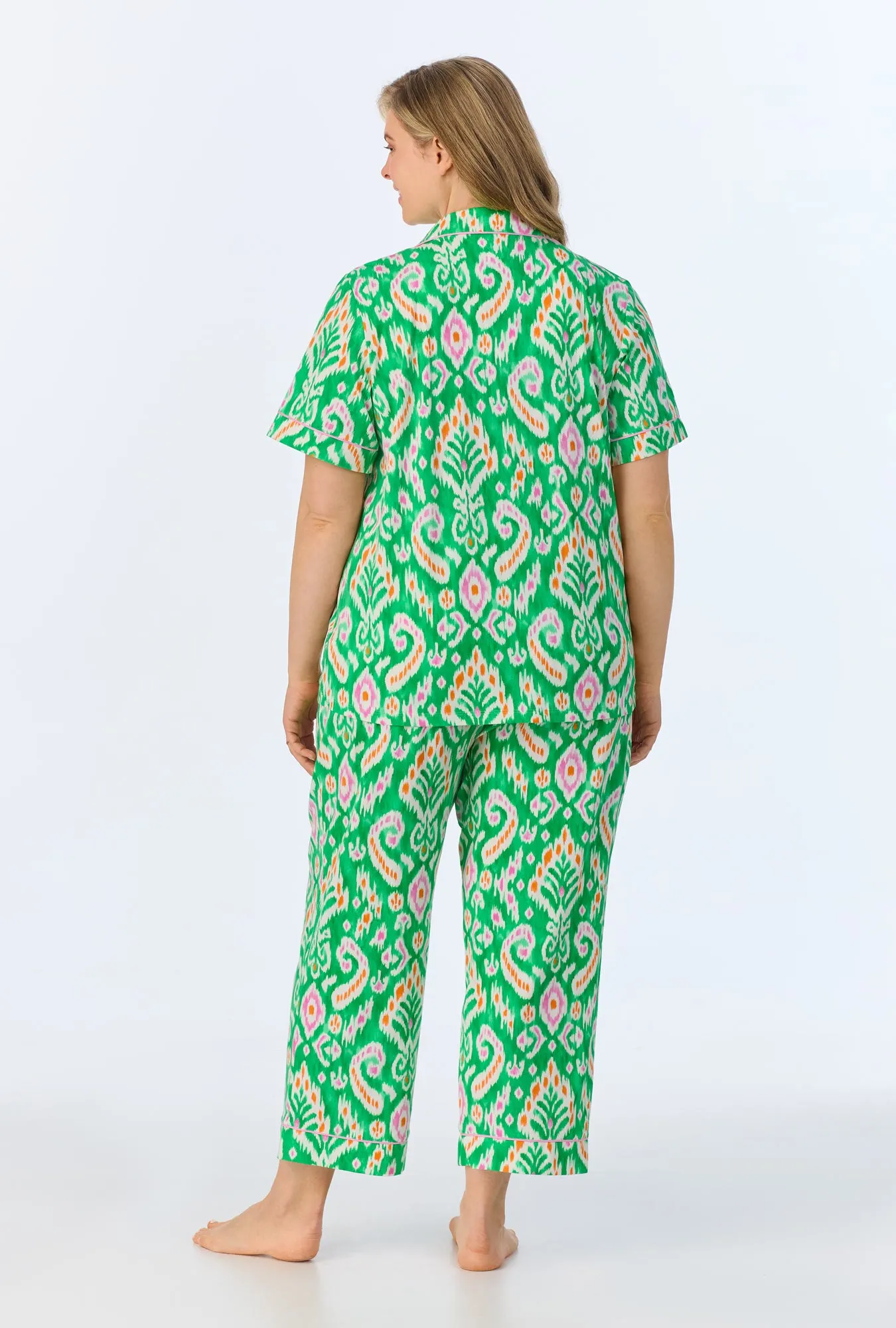Beverly Ikat Short Sleeve Classic Stretch Jersey Cropped PJ Set sold by BedHead product image thumbnail 5