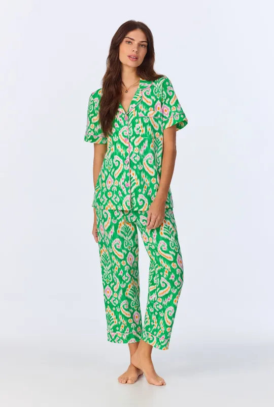 Beverly Ikat Short Sleeve Classic Stretch Jersey Cropped PJ Set sold by BedHead