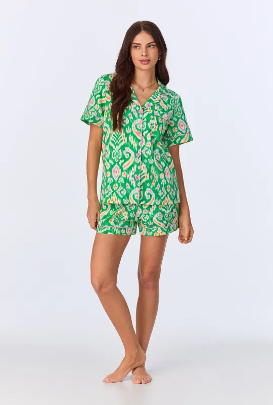 Beverly Ikat Short Sleeve Classic Shorty Stretch Jersey PJ Set sold by BedHead