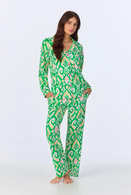 Beverly Ikat Long Sleeve Classic Stretch Jersey PJ set made by BedHead