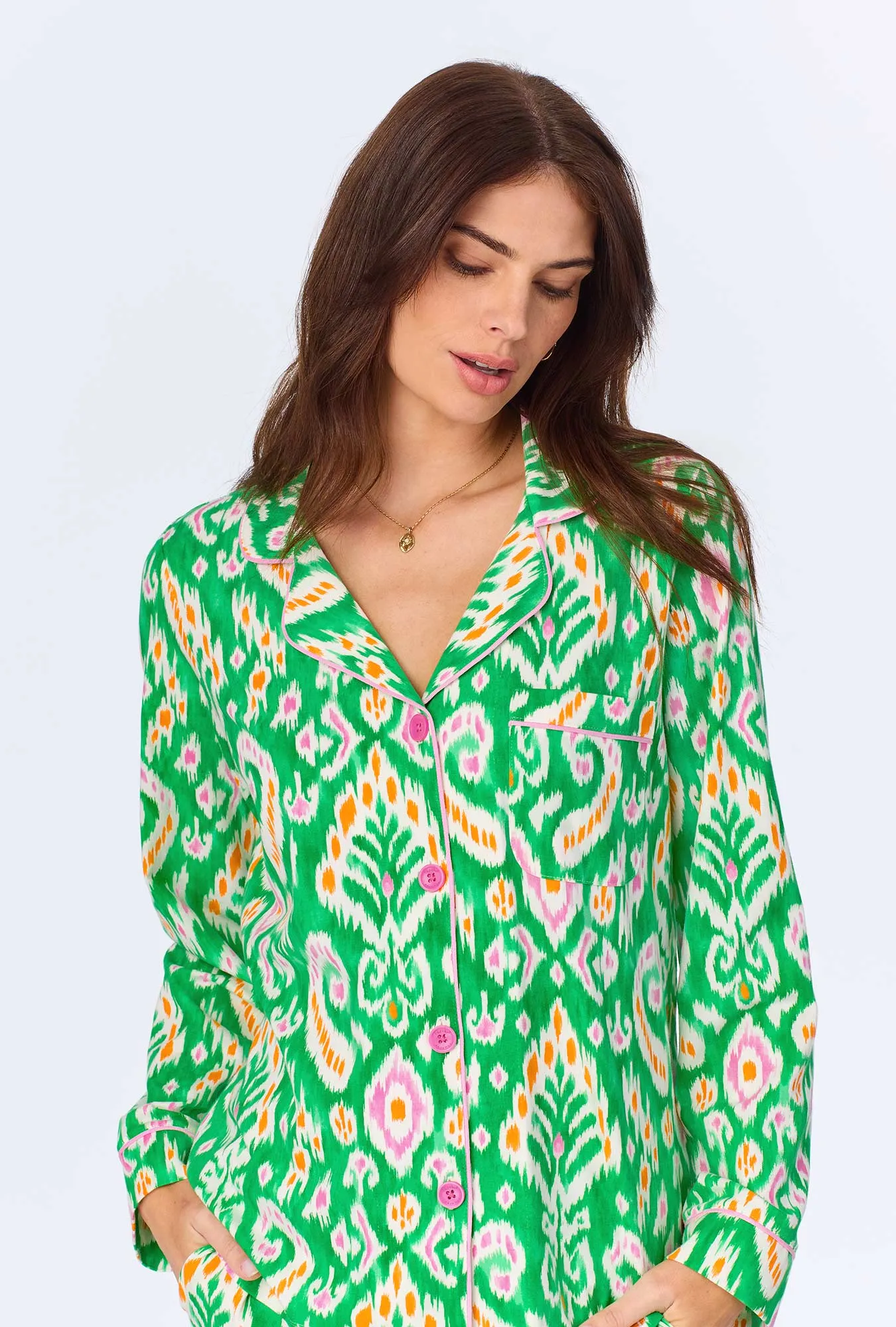 Beverly Ikat Long Sleeve Classic Stretch Jersey PJ set sold by BedHead product image thumbnail 4