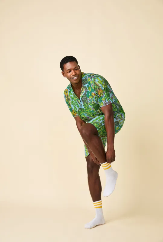 BedHead x Mr. Turk Cactus Men's Sleeve Notch Woven Cotton Poplin Boxer PJ Set sold by BedHead