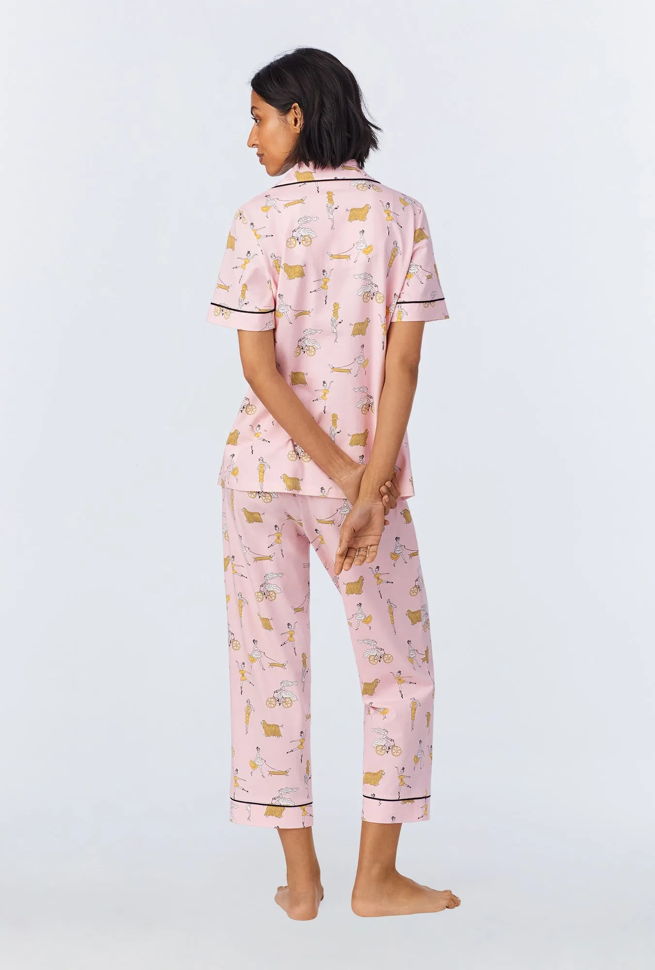 Say Yes To Pasta Short Sleeve Classic Stretch Jersey Cropped PJ Set sold by BedHead product image thumbnail 3