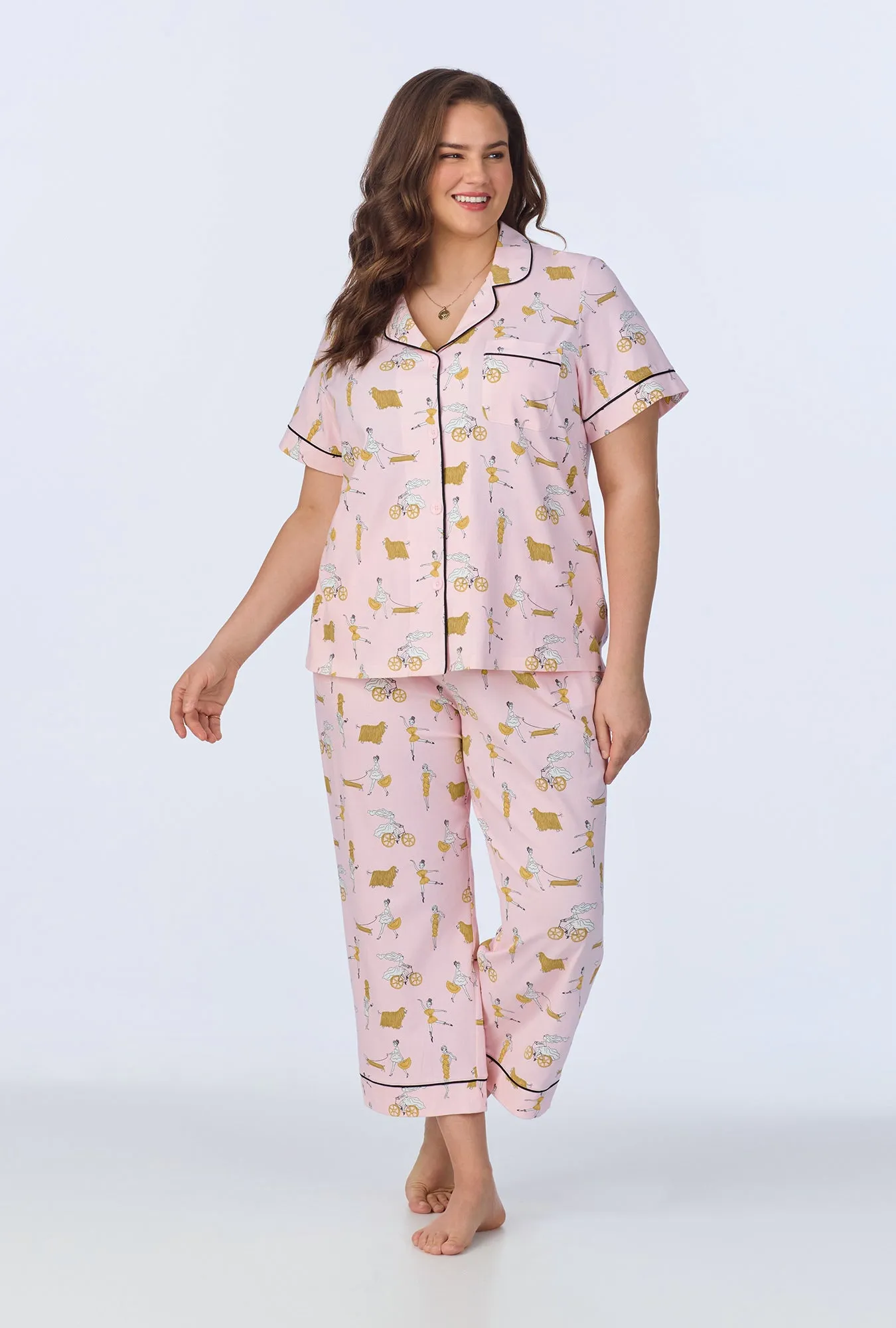 Say Yes To Pasta Short Sleeve Classic Stretch Jersey Cropped PJ Set sold by BedHead product image thumbnail 5