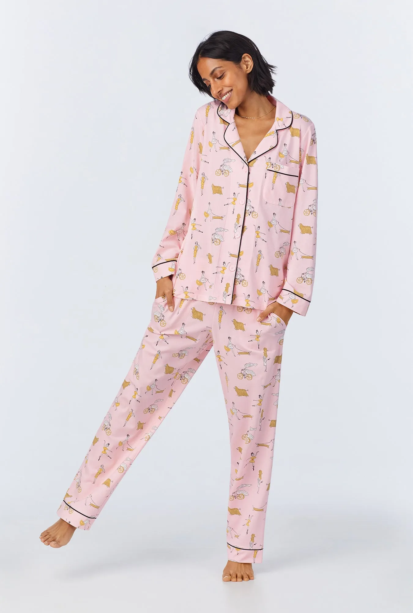 Say Yes To Pasta Long Sleeve Classic Stretch Jersey PJ Set sold by BedHead product image thumbnail 3