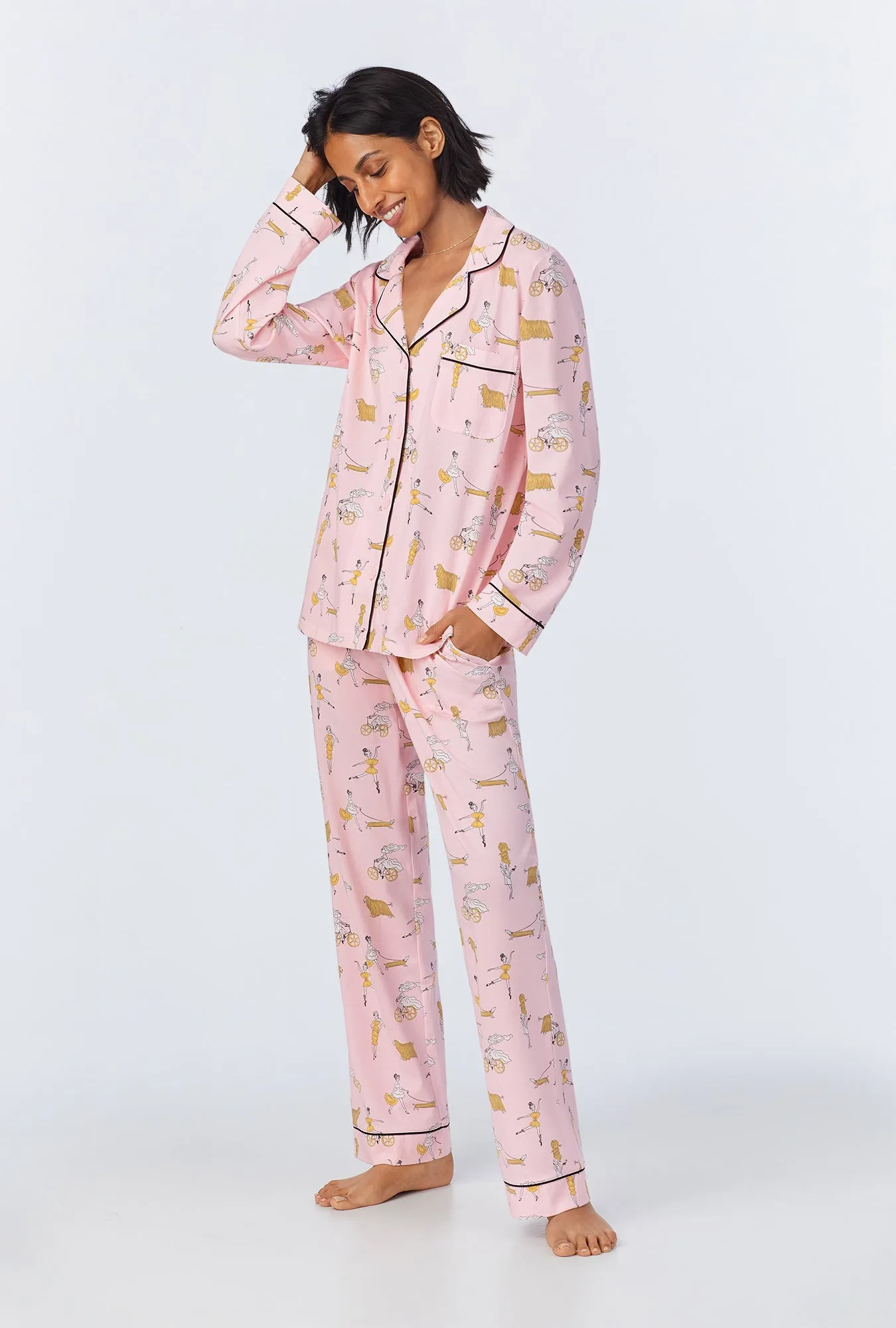 Say Yes To Pasta Long Sleeve Classic Stretch Jersey PJ Set sold by BedHead product image thumbnail 4