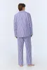 Navy 3D Stripe Men's Long Sleeve Notch Woven Cotton Sateen Long PJ Set sold by BedHead