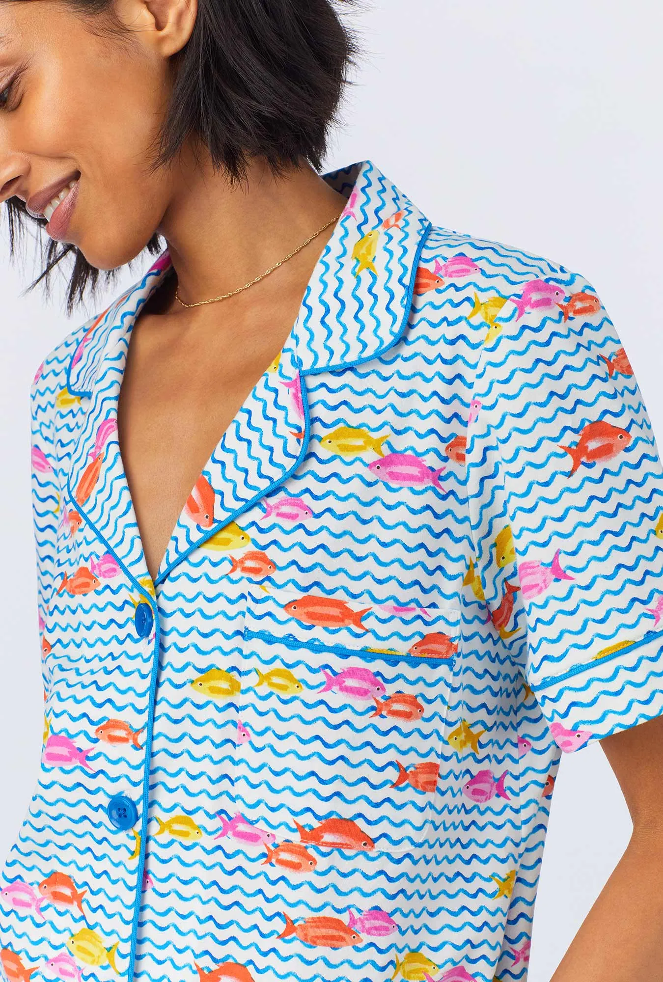 Marina Grande Short Sleeve Classic Stretch Jersey Cropped PJ Set sold by BedHead product image thumbnail 4