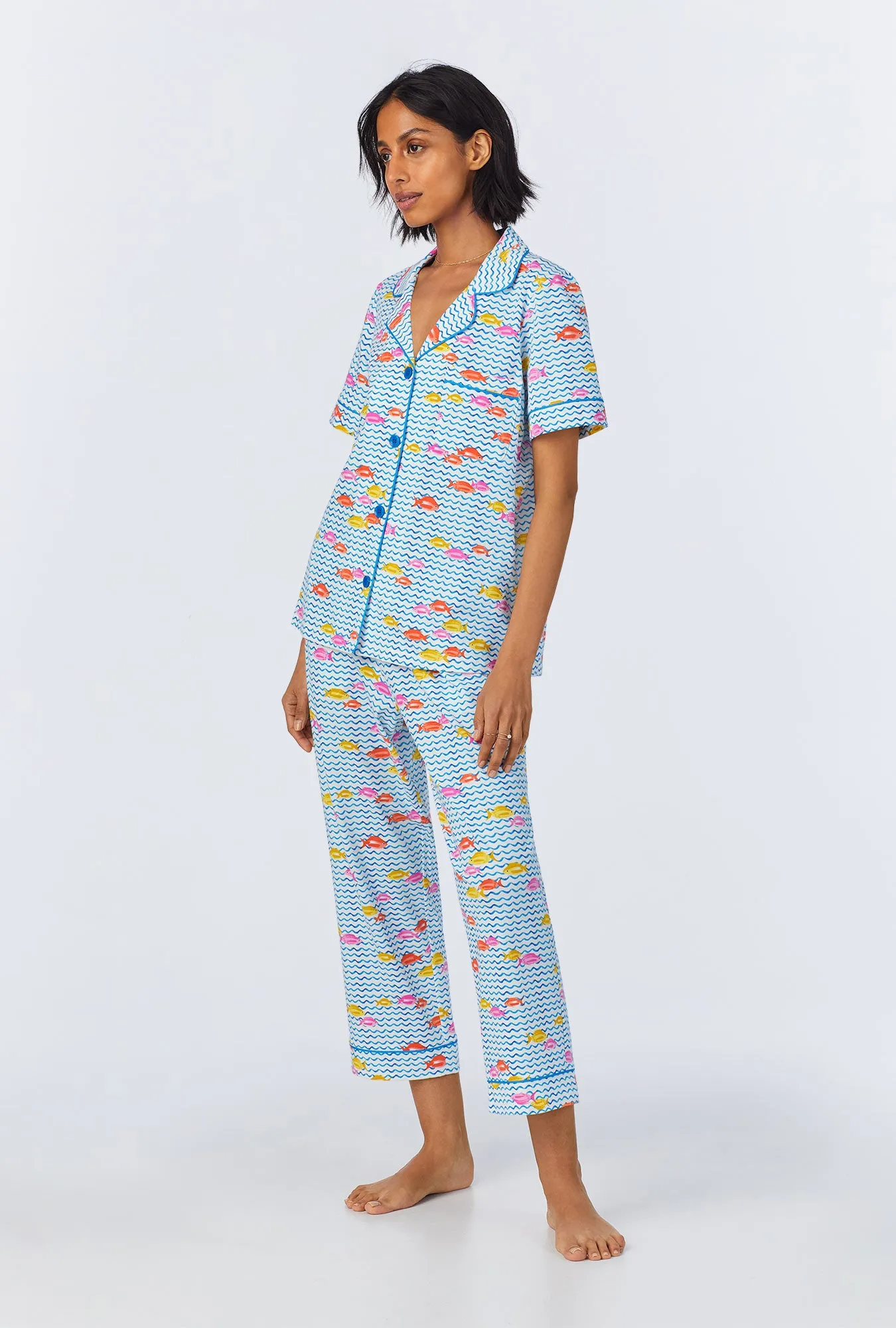 Marina Grande Short Sleeve Classic Stretch Jersey Cropped PJ Set sold by BedHead product image thumbnail 2