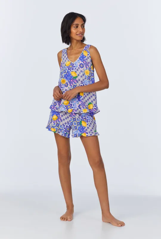 Majolica Ruffle Tank Stretch Jersey Shorty PJ Set sold by BedHead