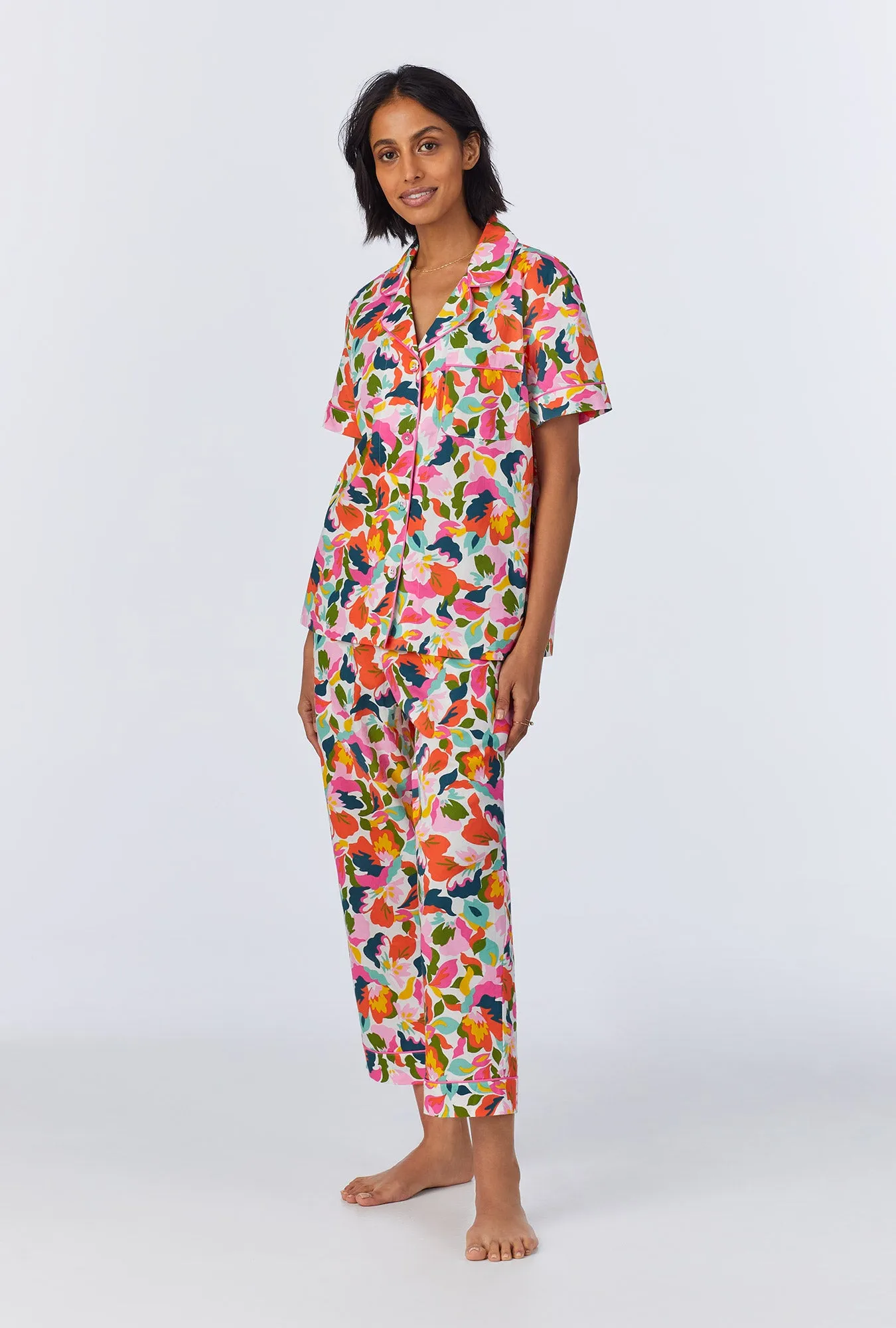 Lucia Short Sleeve Classic Woven Cotton Poplin Cropped PJ Set sold by BedHead product image thumbnail 2