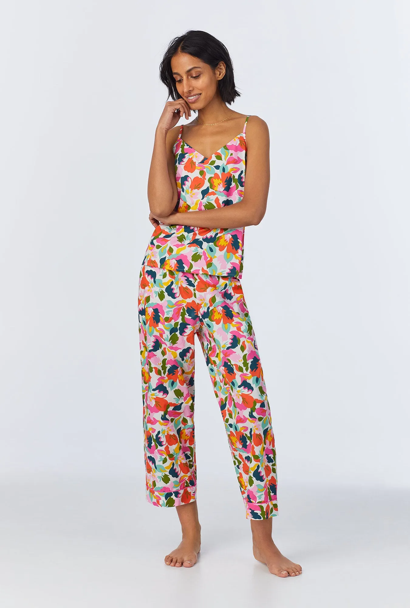 Lucia Cami Woven Cotton Poplin Cropped PJ Set sold by BedHead