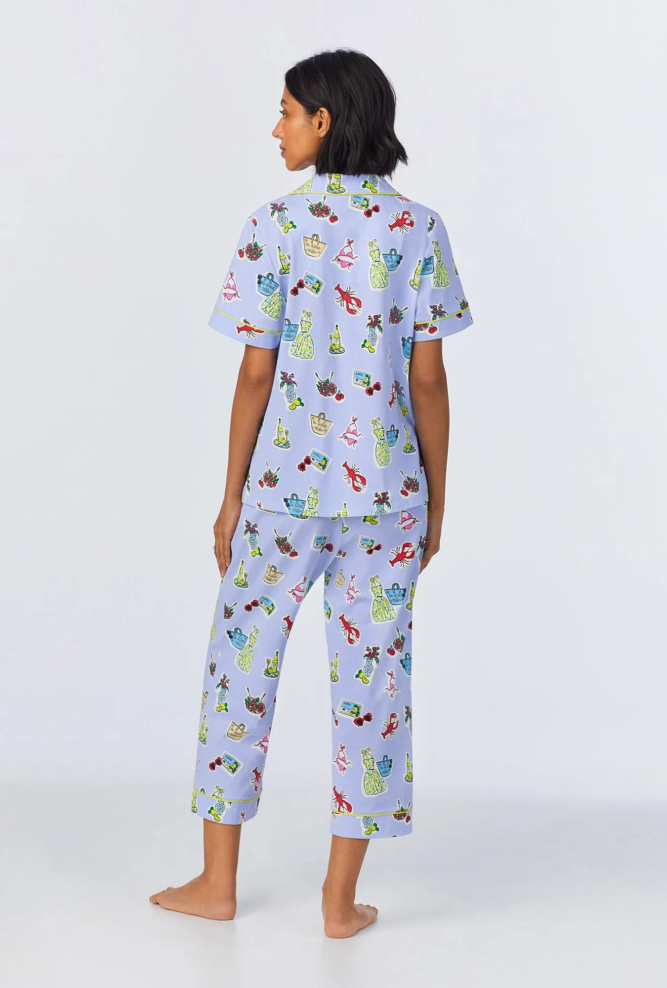 Island Life Short Sleeve Classic Stretch Jersey Cropped PJ Set sold by BedHead product image thumbnail 4