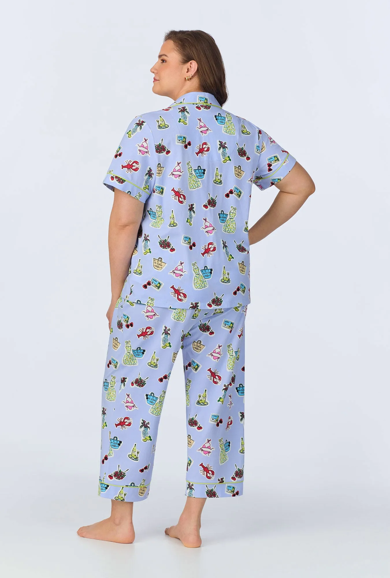 Island Life Short Sleeve Classic Stretch Jersey Cropped PJ Set sold by BedHead product image thumbnail 5