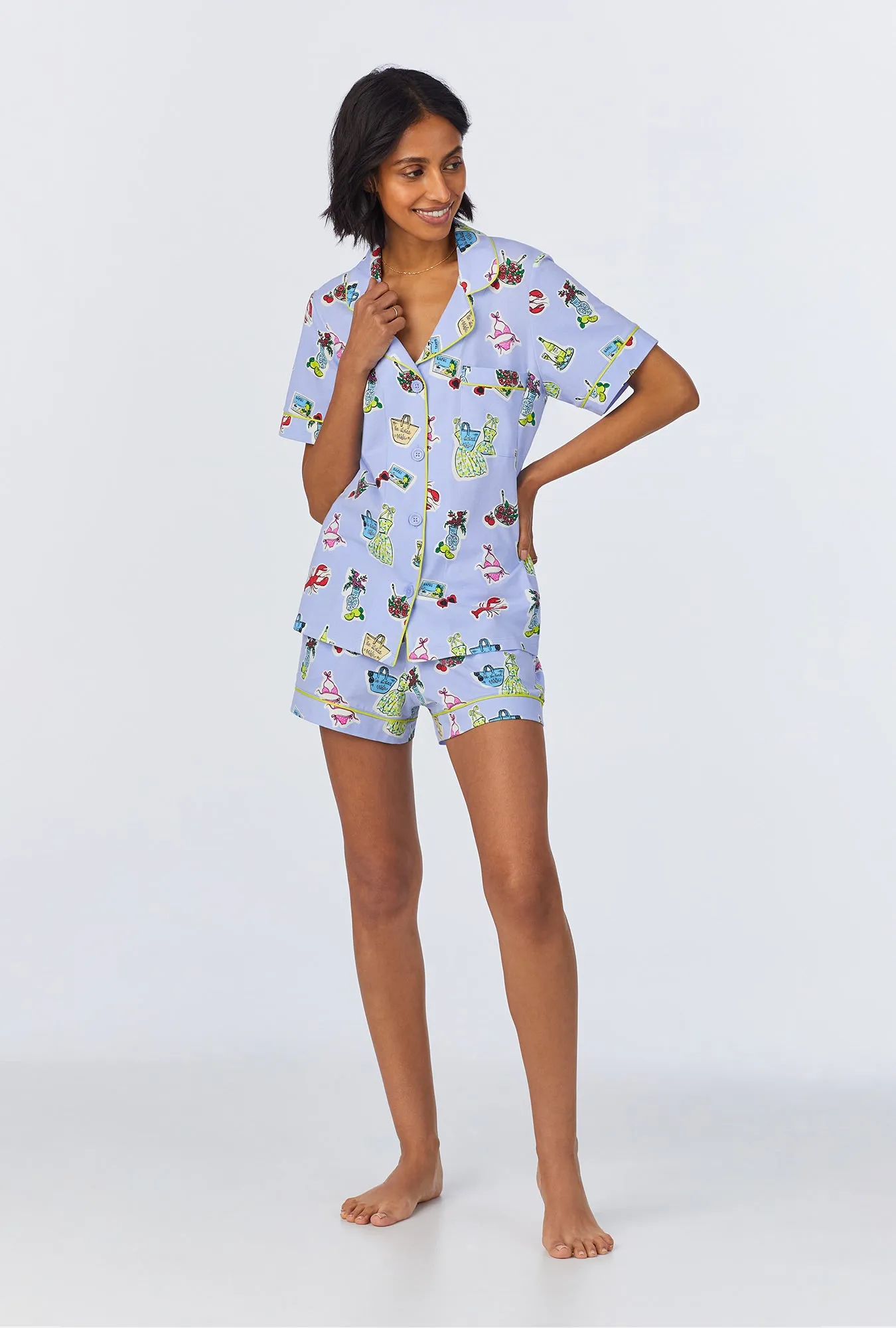 Island Life Short Sleeve Classic Shorty Stretch Jersey PJ Set sold by BedHead