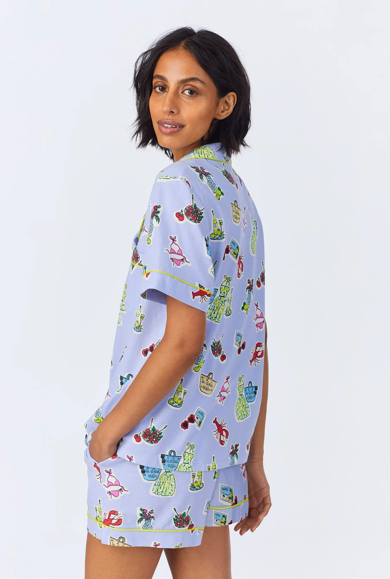 Island Life Short Sleeve Classic Shorty Stretch Jersey PJ Set sold by BedHead product image thumbnail 2