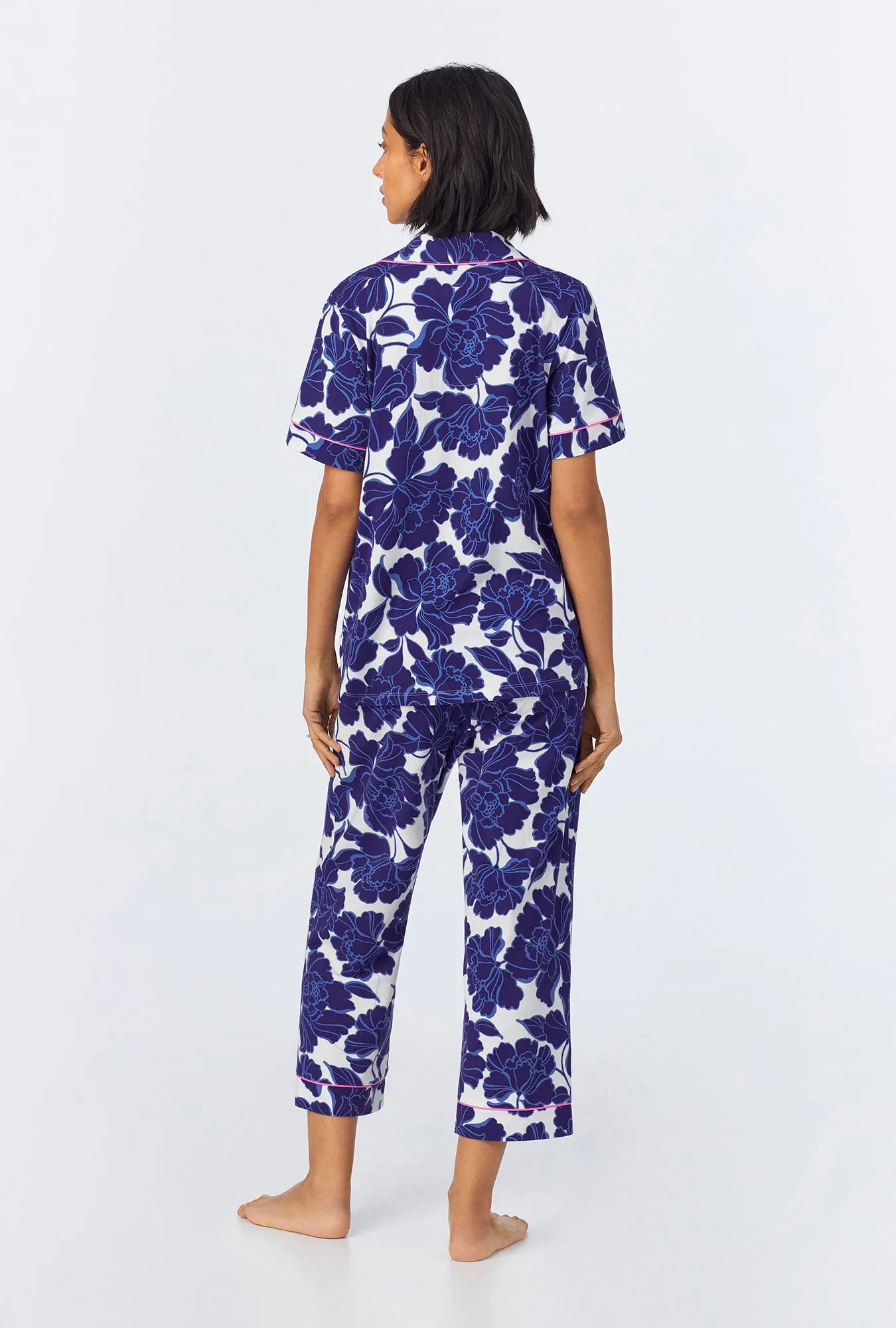 Isabella Flora Short Sleeve Classic Stretch Jersey Cropped PJ Set sold by BedHead product image thumbnail 3